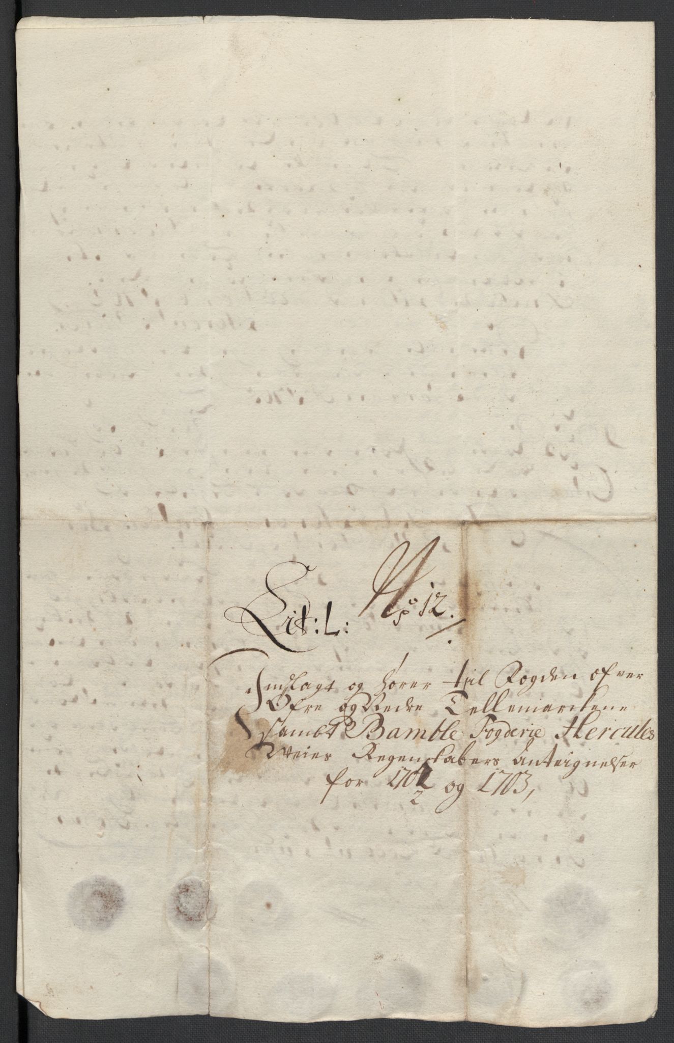 Rentekammeret inntil 1814, Reviderte regnskaper, Fogderegnskap, AV/RA-EA-4092/R36/L2110: Fogderegnskap Øvre og Nedre Telemark og Bamble, 1703, p. 189