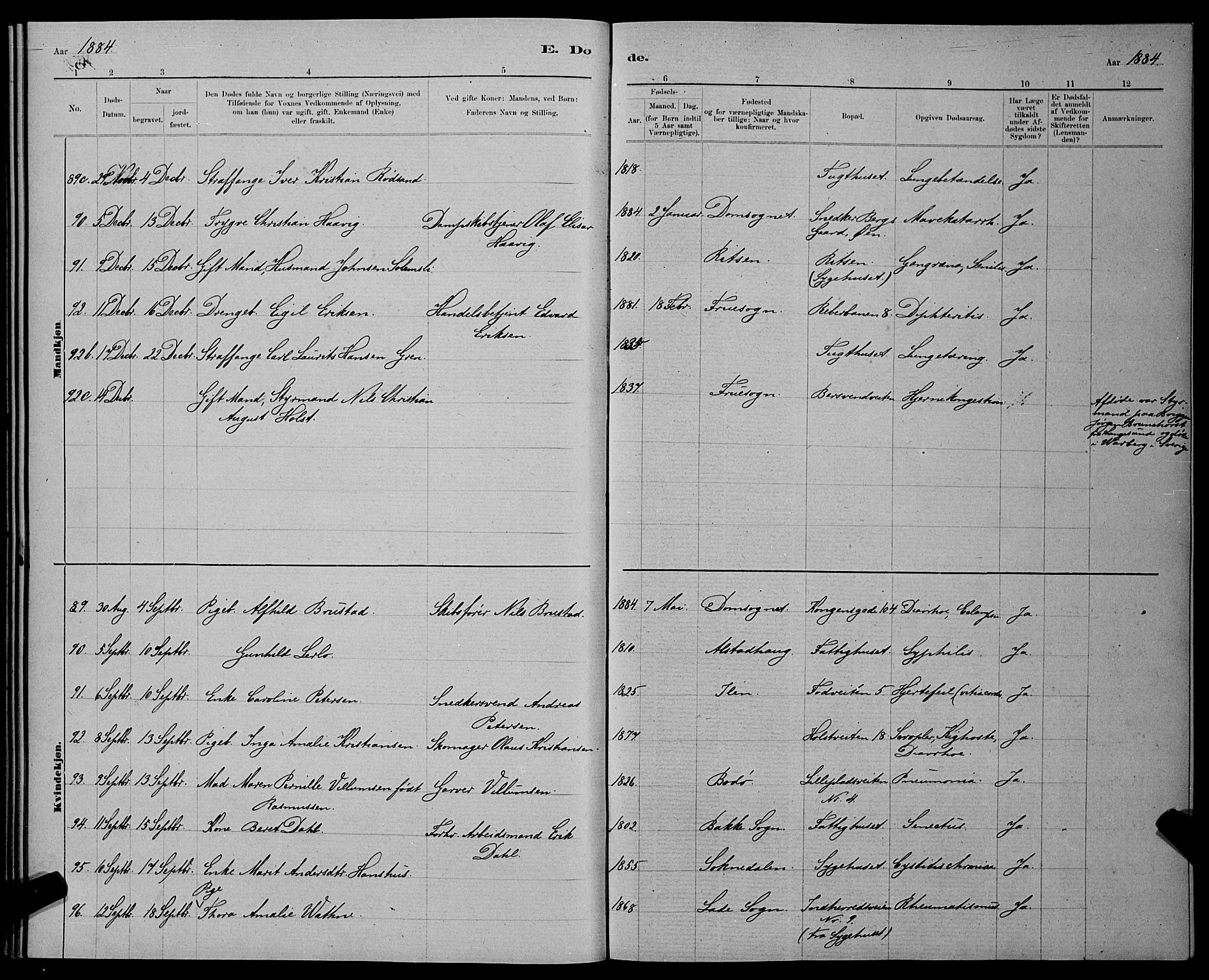 Ministerialprotokoller, klokkerbøker og fødselsregistre - Sør-Trøndelag, AV/SAT-A-1456/601/L0093: Parish register (copy) no. 601C11, 1882-1898