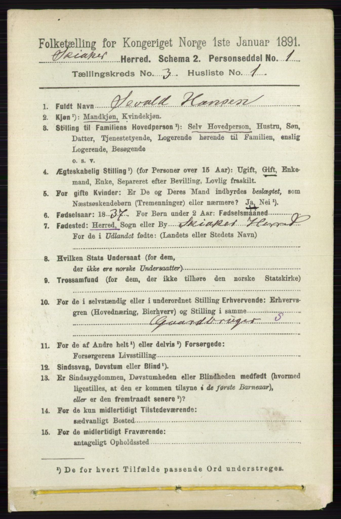 RA, 1891 census for 0513 Skjåk, 1891, p. 949