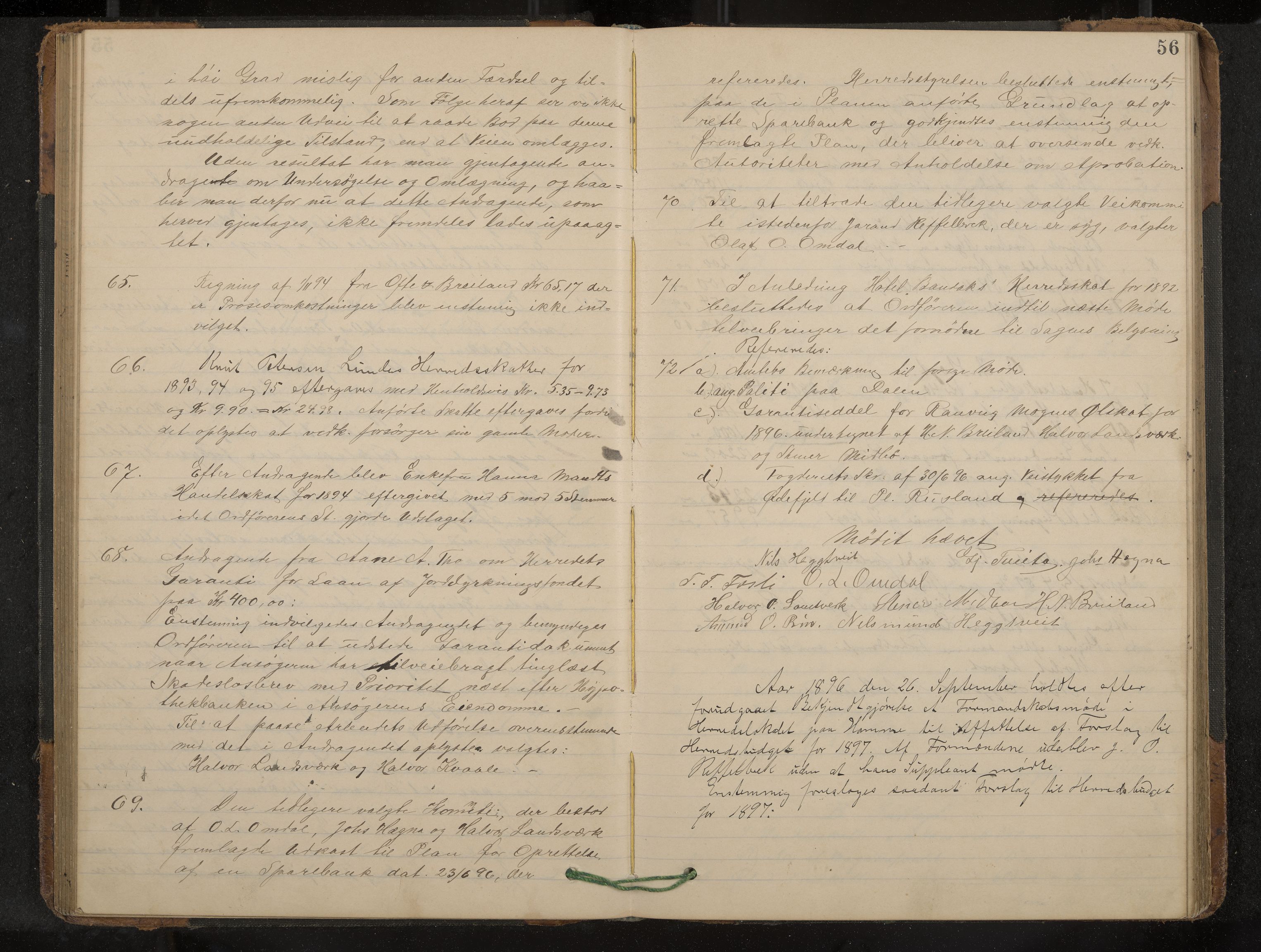 Lårdal formannskap og sentraladministrasjon, IKAK/0833021/A/L0003: Møtebok, 1893-1901, p. 56