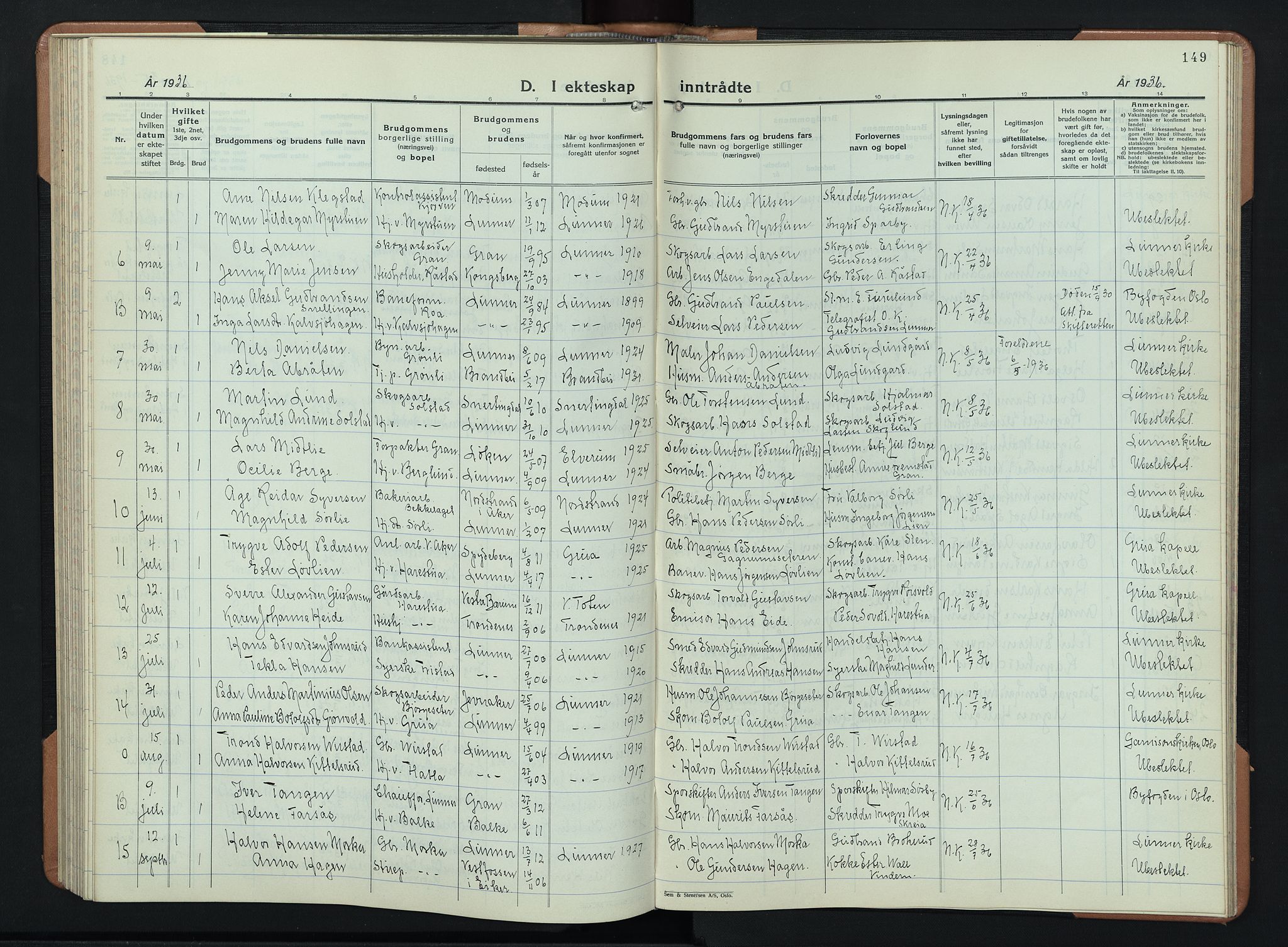 Lunner prestekontor, AV/SAH-PREST-118/H/Ha/Hab/L0003: Parish register (copy) no. 3, 1933-1945, p. 149