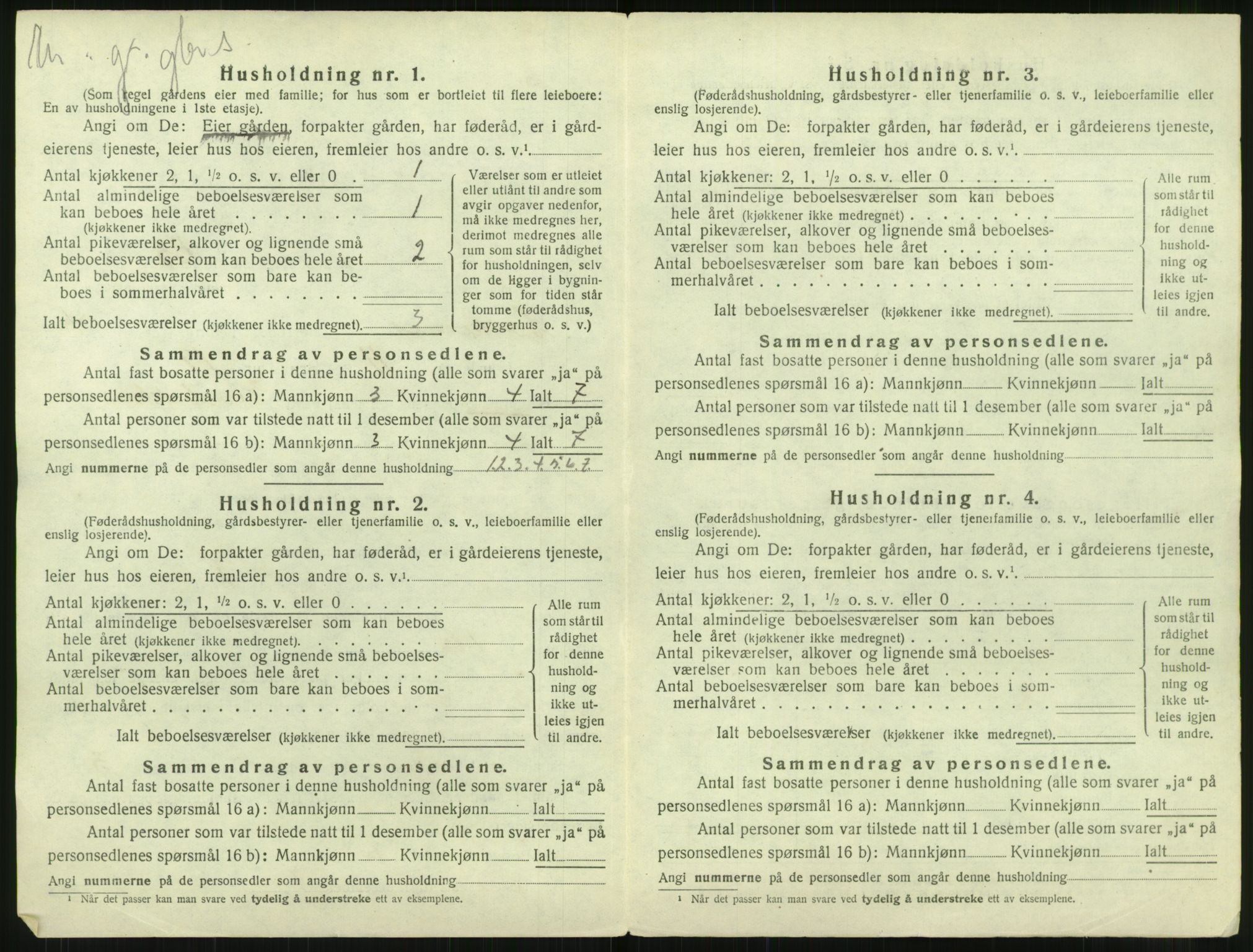 SAT, 1920 census for Moskenes, 1920, p. 499