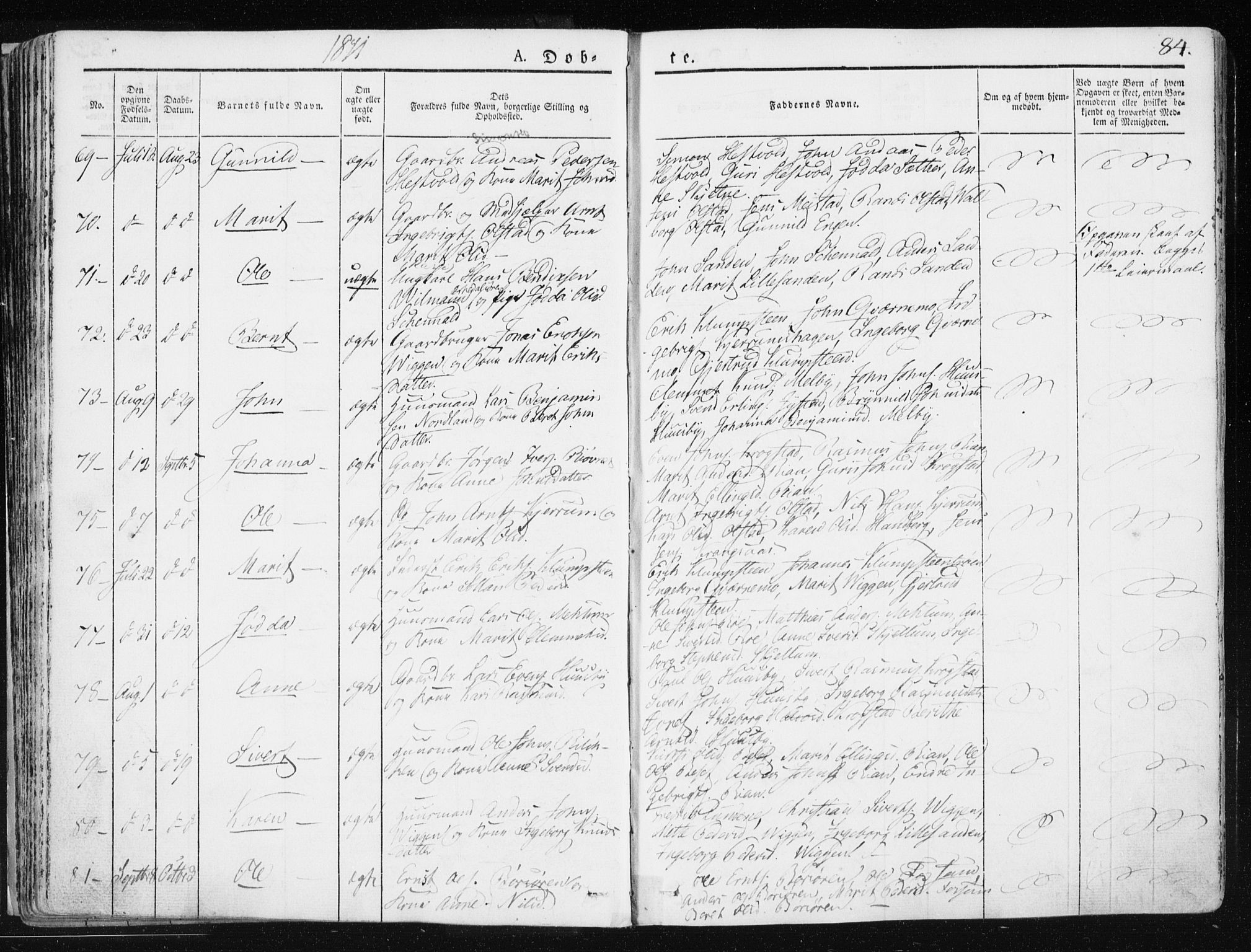 Ministerialprotokoller, klokkerbøker og fødselsregistre - Sør-Trøndelag, AV/SAT-A-1456/665/L0771: Parish register (official) no. 665A06, 1830-1856, p. 84