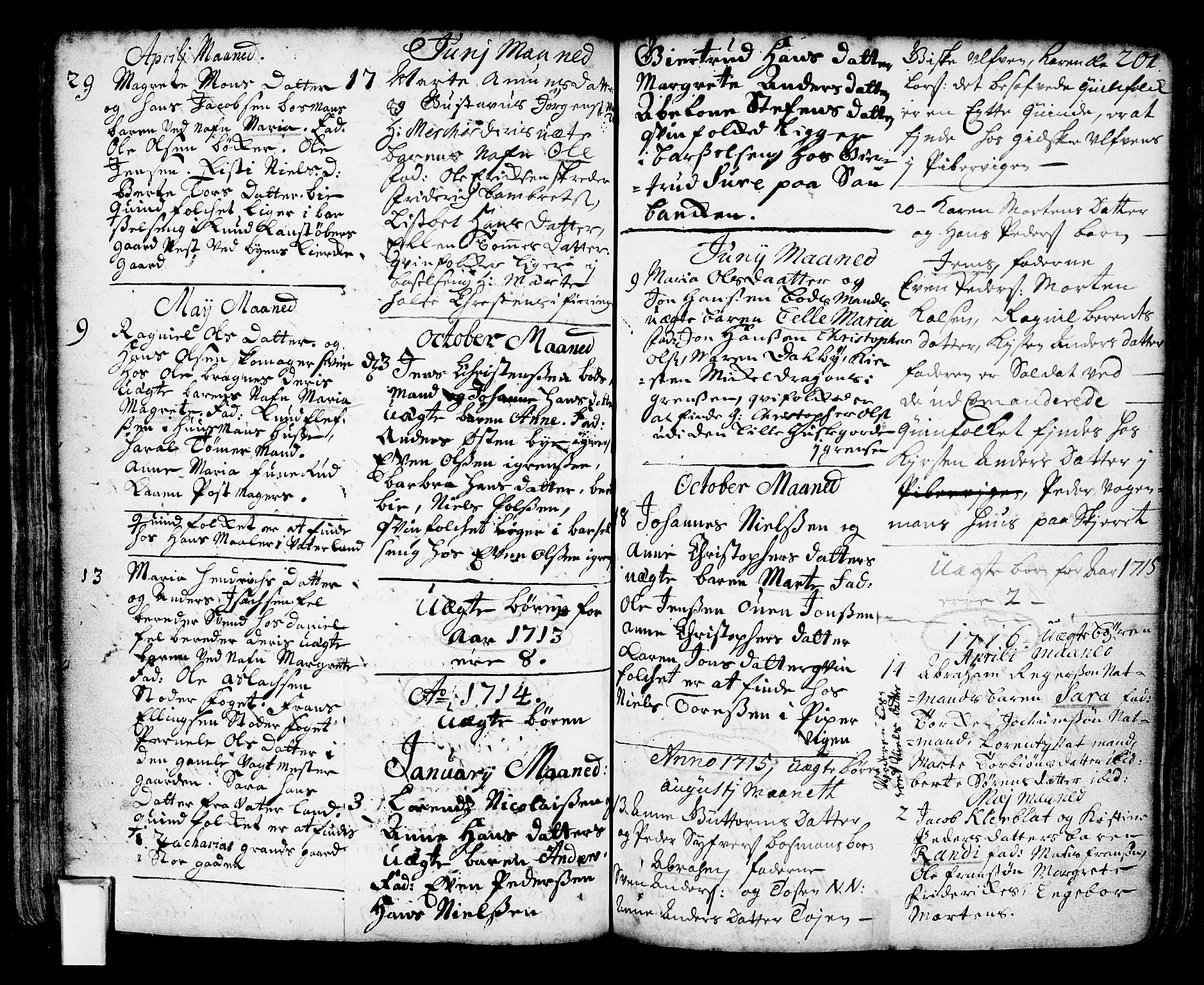 Oslo domkirke Kirkebøker, AV/SAO-A-10752/F/Fa/L0002: Parish register (official) no. 2, 1705-1730, p. 201