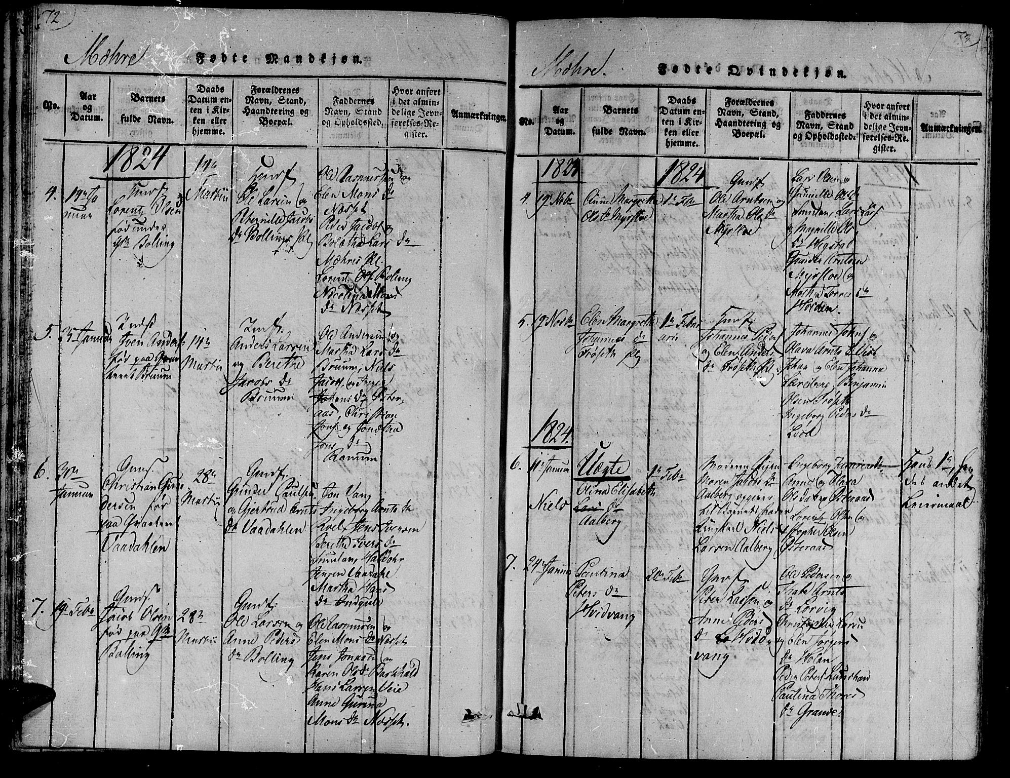 Ministerialprotokoller, klokkerbøker og fødselsregistre - Nord-Trøndelag, AV/SAT-A-1458/735/L0333: Parish register (official) no. 735A04 /1, 1816-1824, p. 72-73