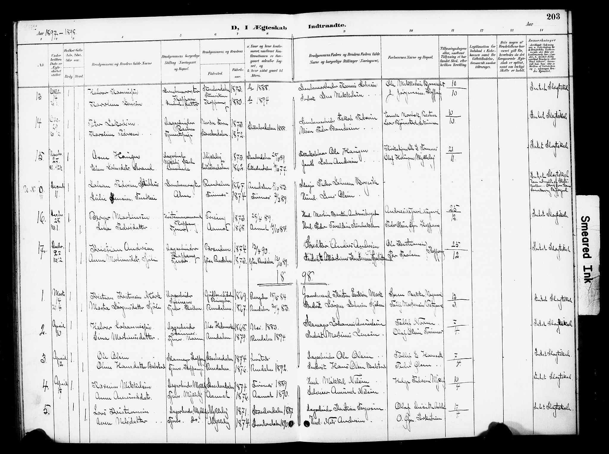Stor-Elvdal prestekontor, SAH/PREST-052/H/Ha/Hab/L0003: Parish register (copy) no. 3, 1895-1917, p. 203