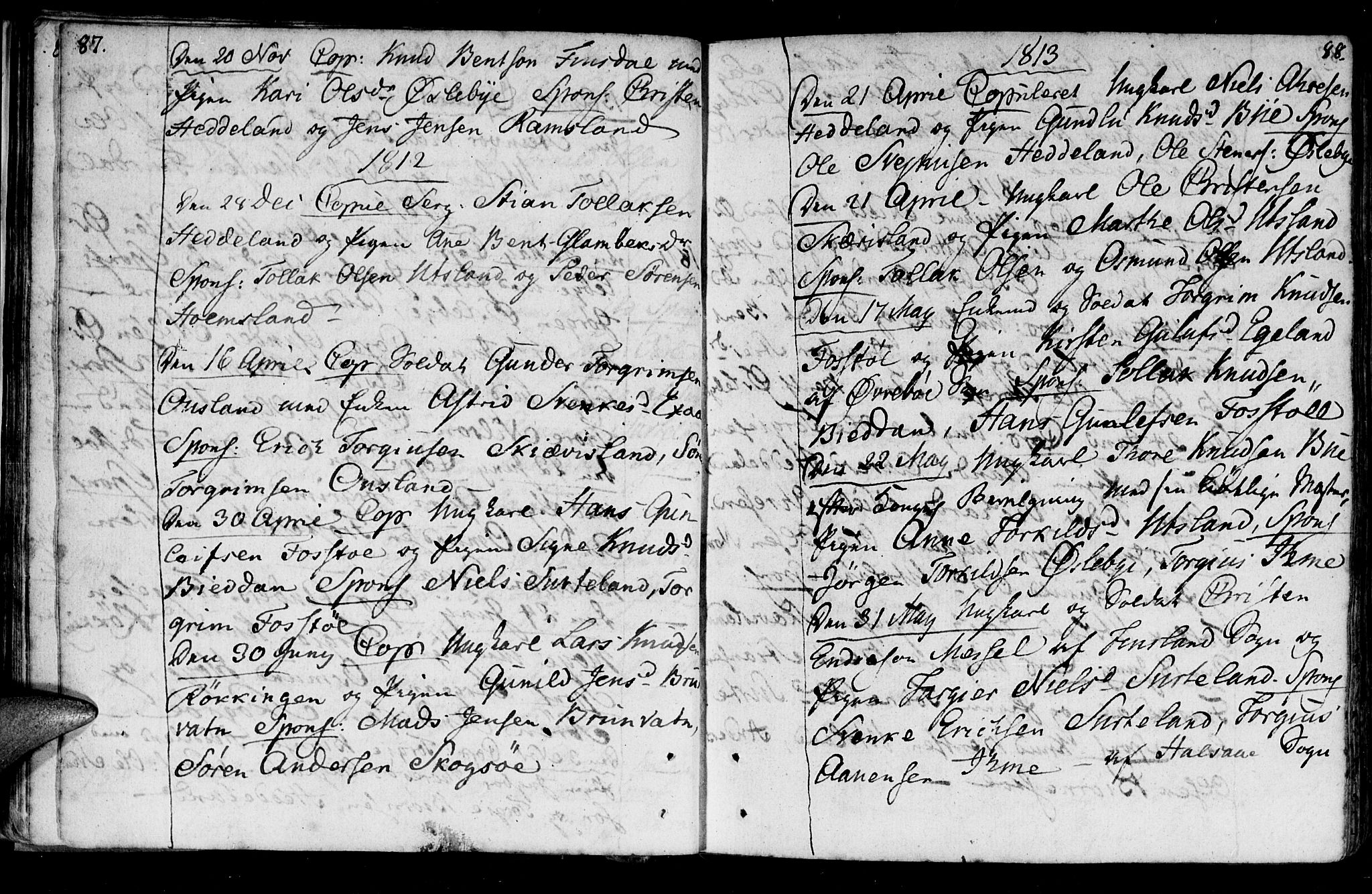 Holum sokneprestkontor, SAK/1111-0022/F/Fa/Fac/L0001: Parish register (official) no. A 1, 1773-1820, p. 87-88