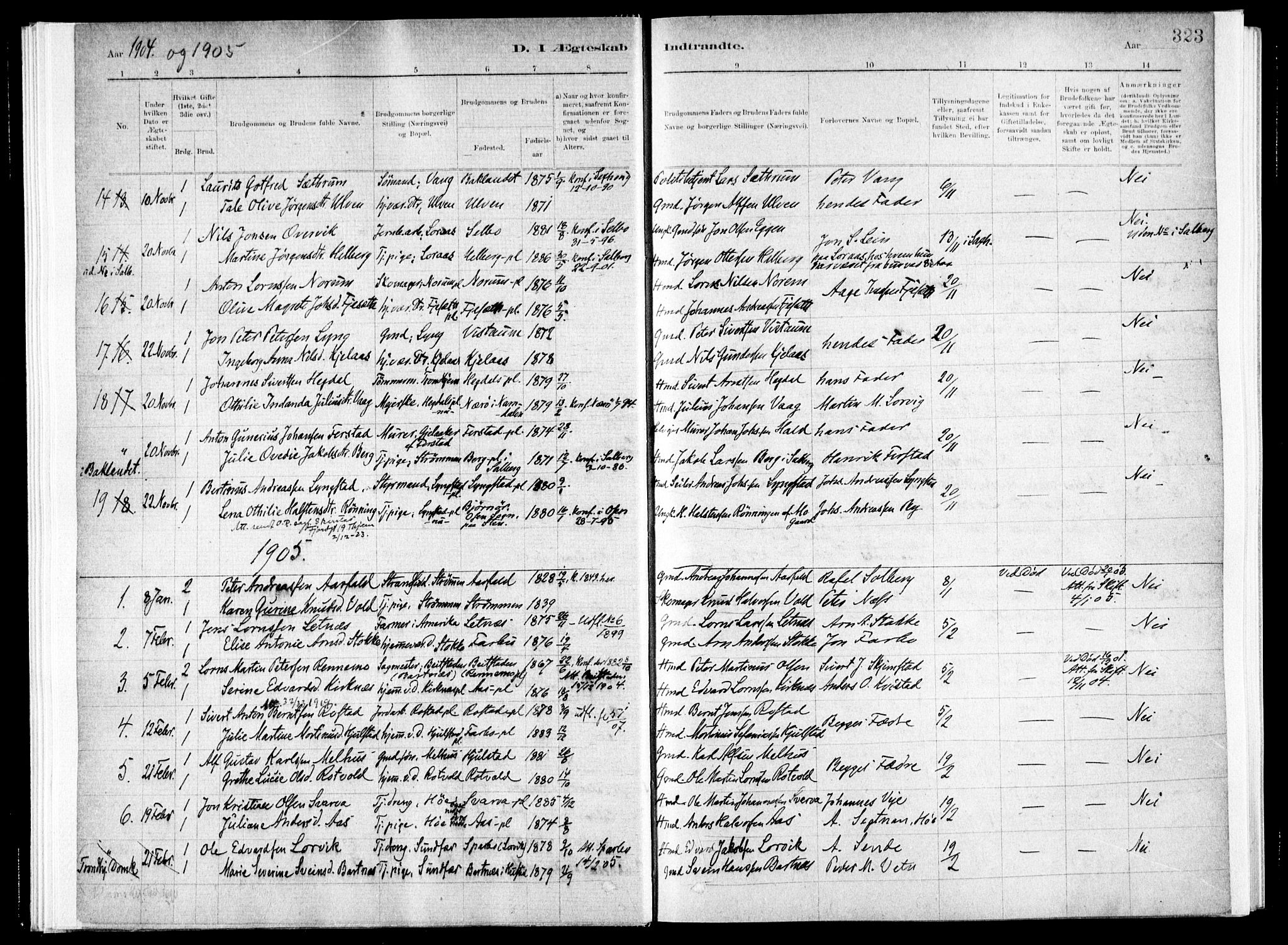 Ministerialprotokoller, klokkerbøker og fødselsregistre - Nord-Trøndelag, SAT/A-1458/730/L0285: Parish register (official) no. 730A10, 1879-1914, p. 323