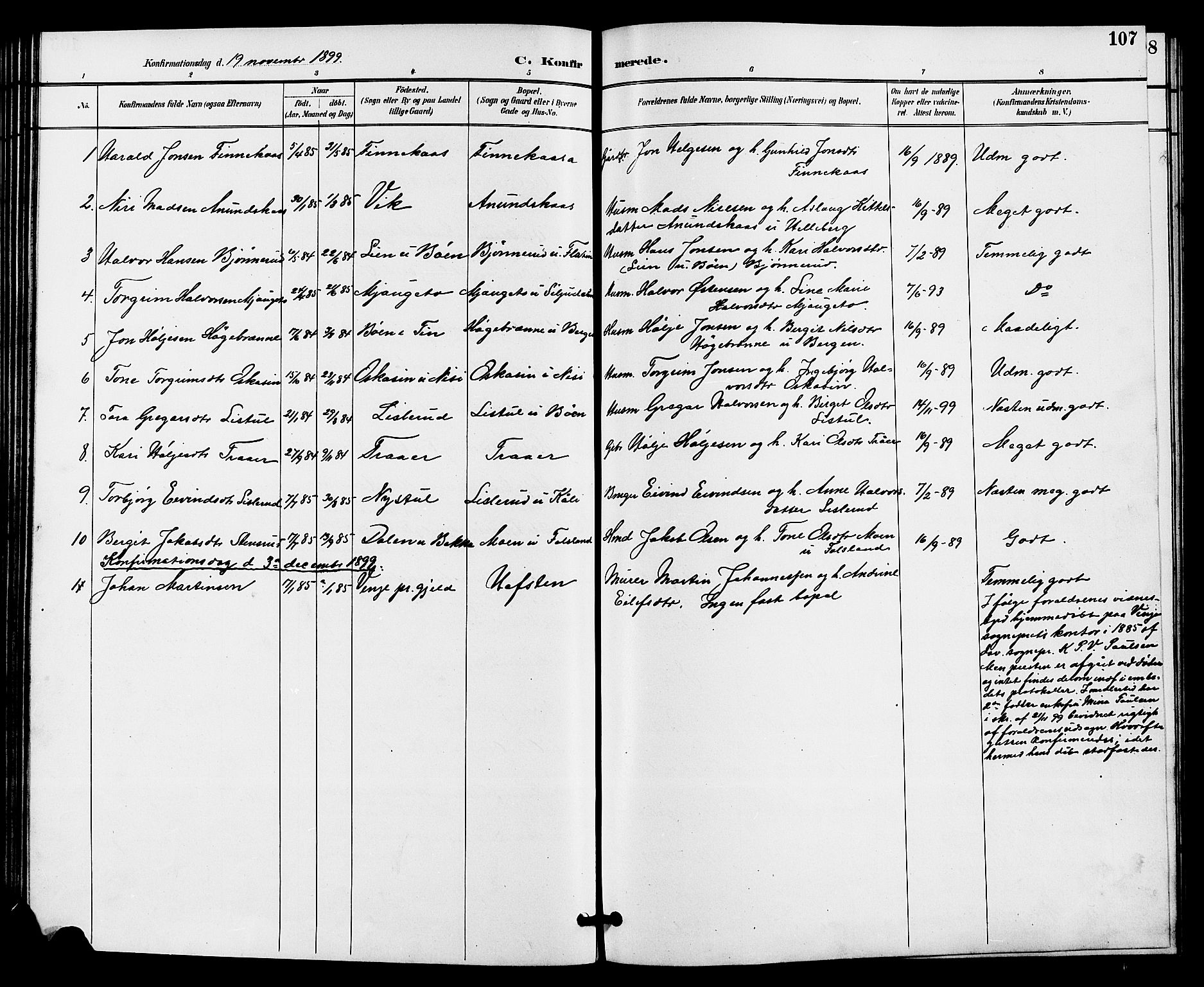 Gransherad kirkebøker, AV/SAKO-A-267/G/Ga/L0003: Parish register (copy) no. I 3, 1887-1915, p. 107