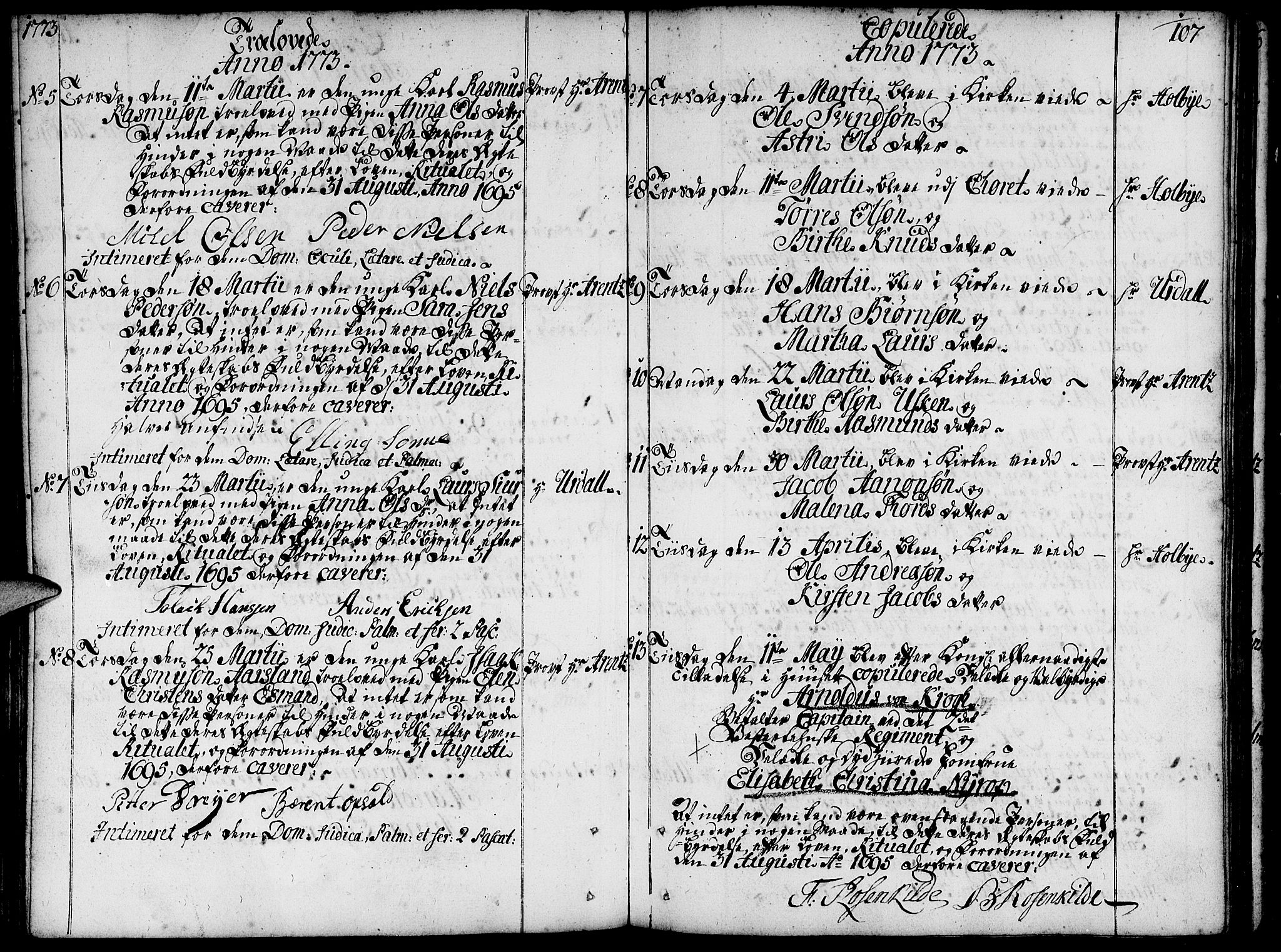 Domkirken sokneprestkontor, SAST/A-101812/001/30/30BA/L0004: Parish register (official) no. A 4, 1744-1782, p. 107