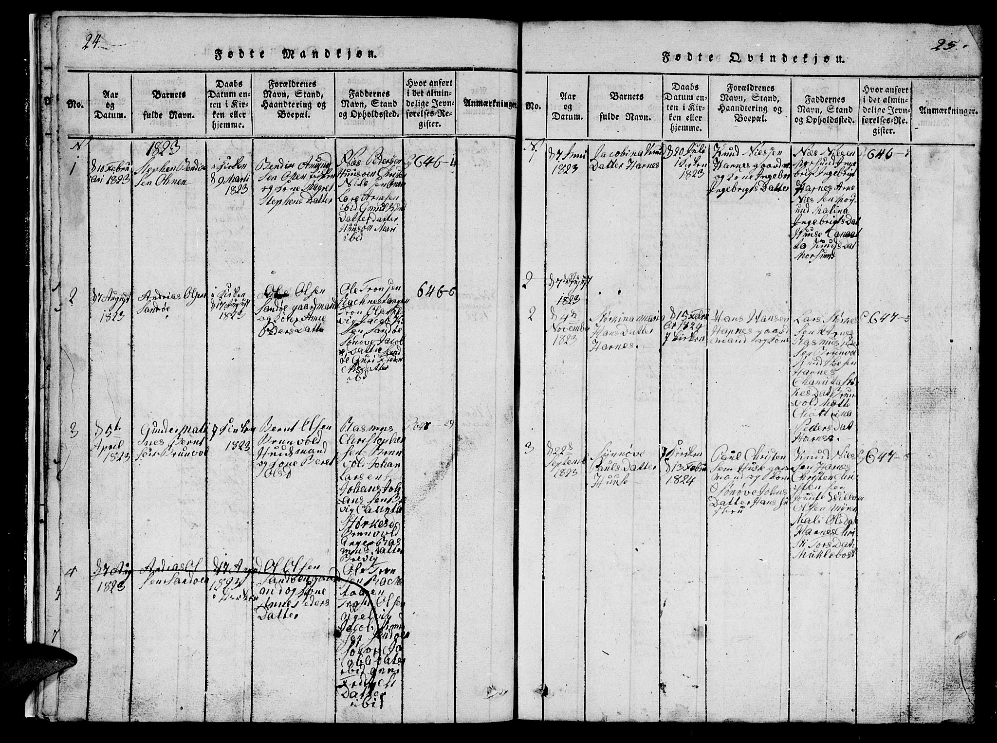 Ministerialprotokoller, klokkerbøker og fødselsregistre - Møre og Romsdal, AV/SAT-A-1454/561/L0731: Parish register (copy) no. 561C01, 1817-1867, p. 24-25