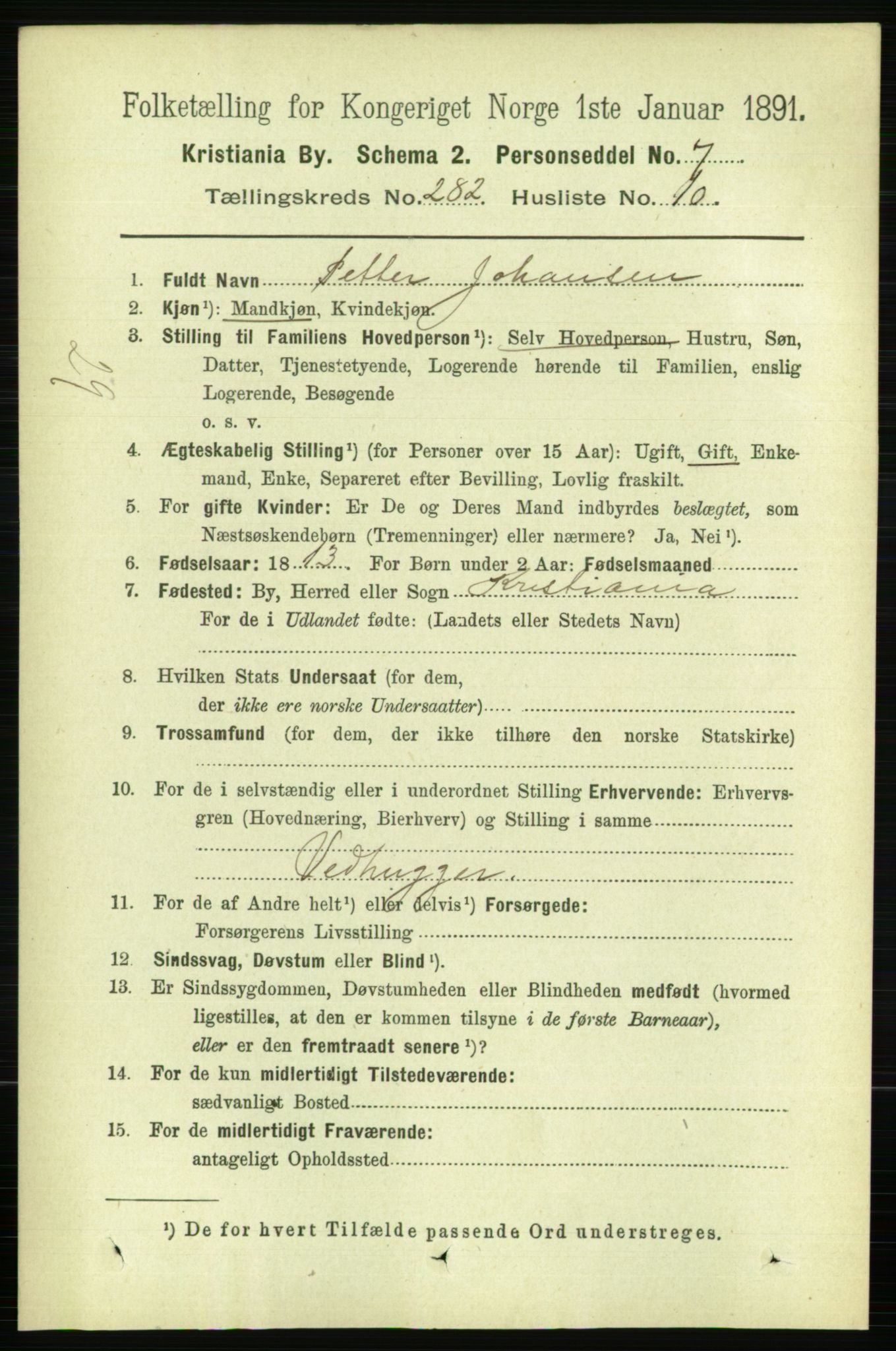 RA, 1891 census for 0301 Kristiania, 1891, p. 171889