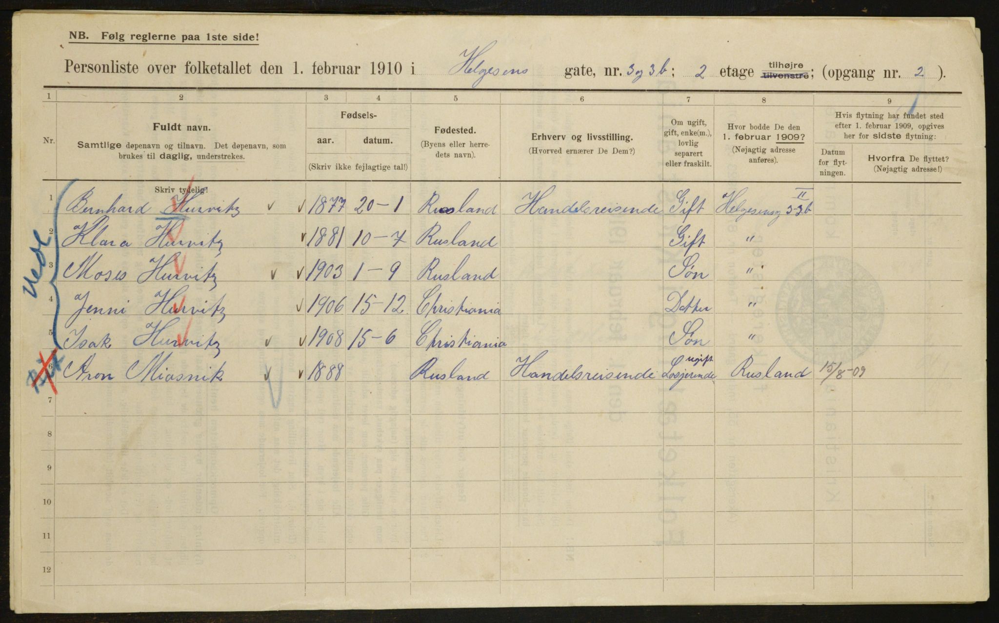 OBA, Municipal Census 1910 for Kristiania, 1910, p. 36275