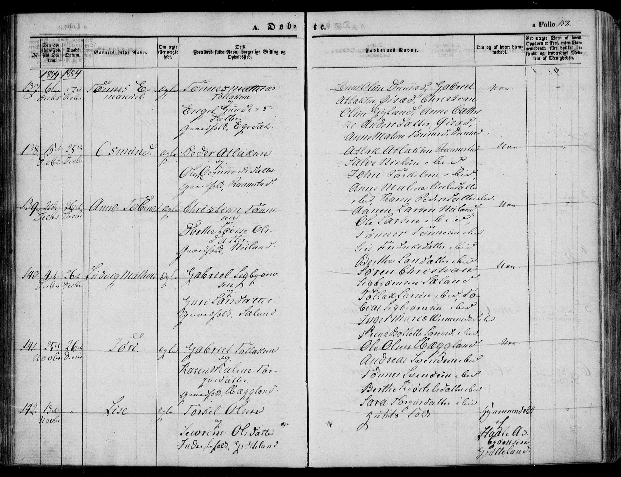 Bakke sokneprestkontor, SAK/1111-0002/F/Fa/Faa/L0005: Parish register (official) no. A 5, 1847-1855, p. 158