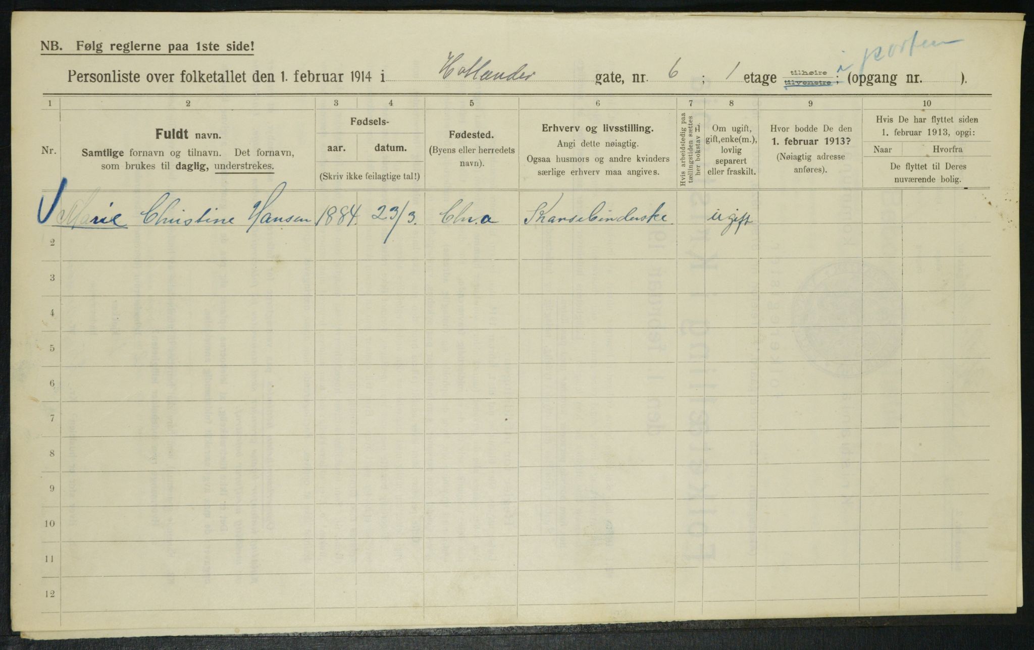 OBA, Municipal Census 1914 for Kristiania, 1914, p. 40811