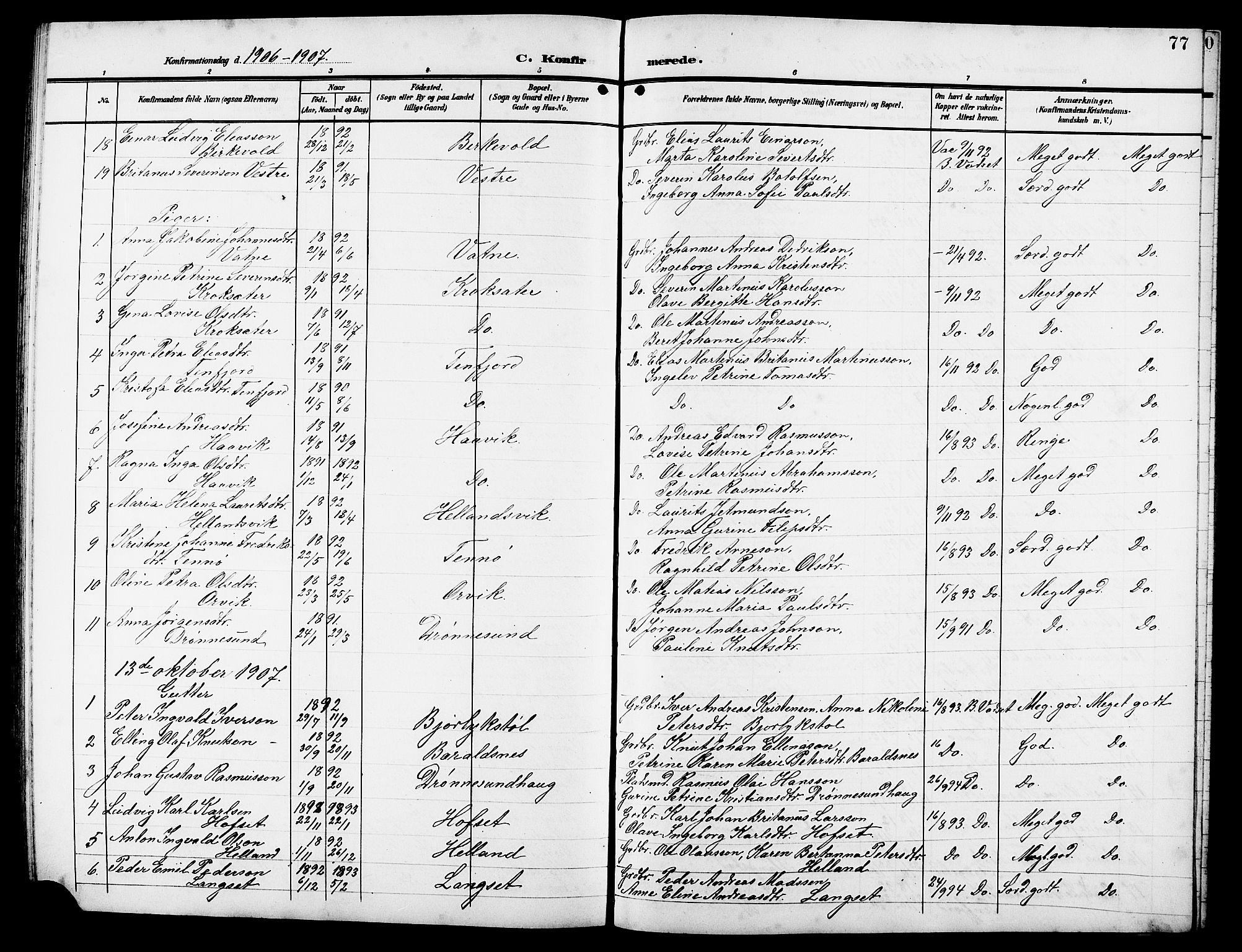 Ministerialprotokoller, klokkerbøker og fødselsregistre - Møre og Romsdal, AV/SAT-A-1454/525/L0377: Parish register (copy) no. 525C03, 1903-1917, p. 77