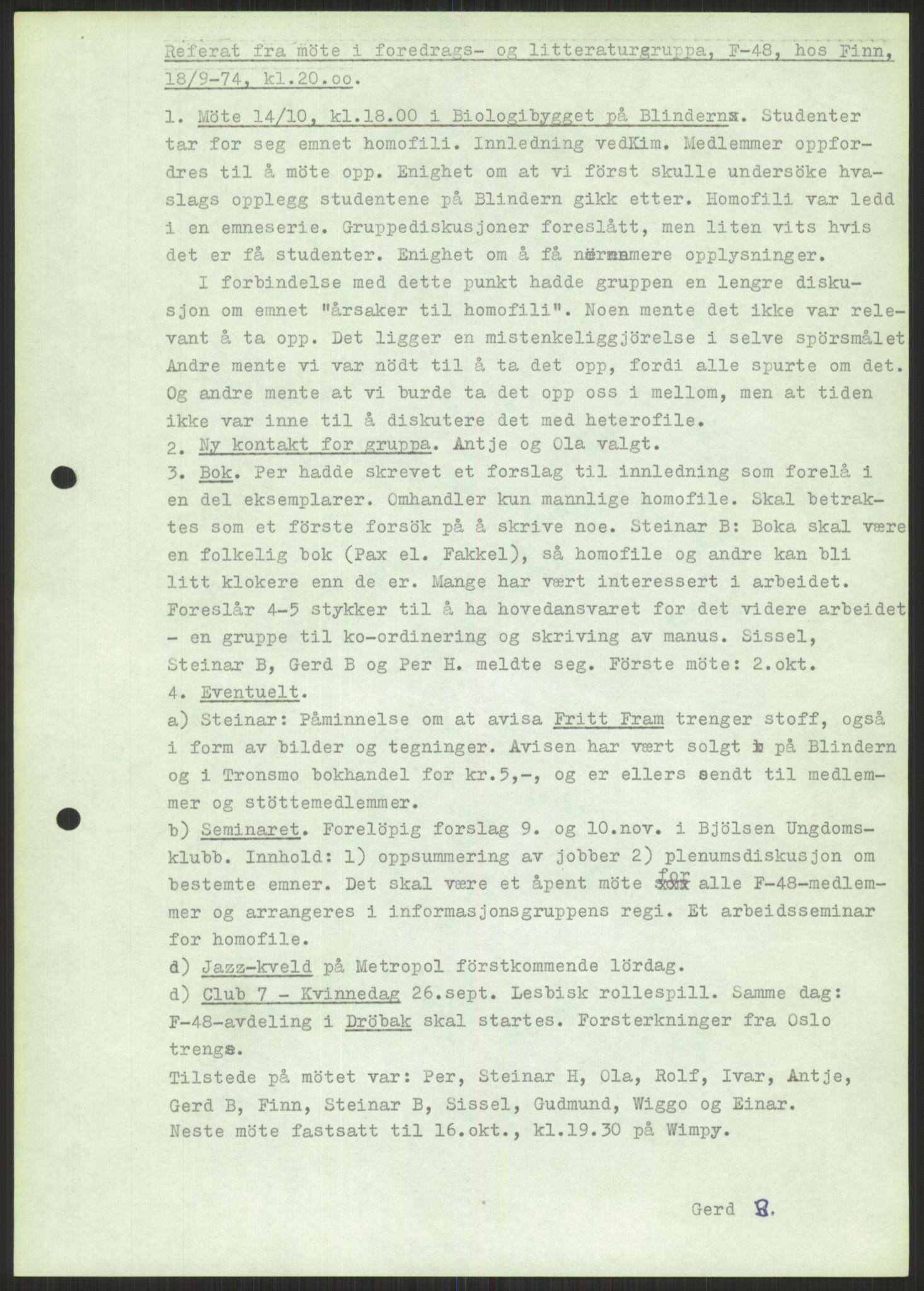 Det Norske Forbundet av 1948/Landsforeningen for Lesbisk og Homofil Frigjøring, AV/RA-PA-1216/A/Ag/L0004: Grupper, utvalg, 1974-1992, p. 515