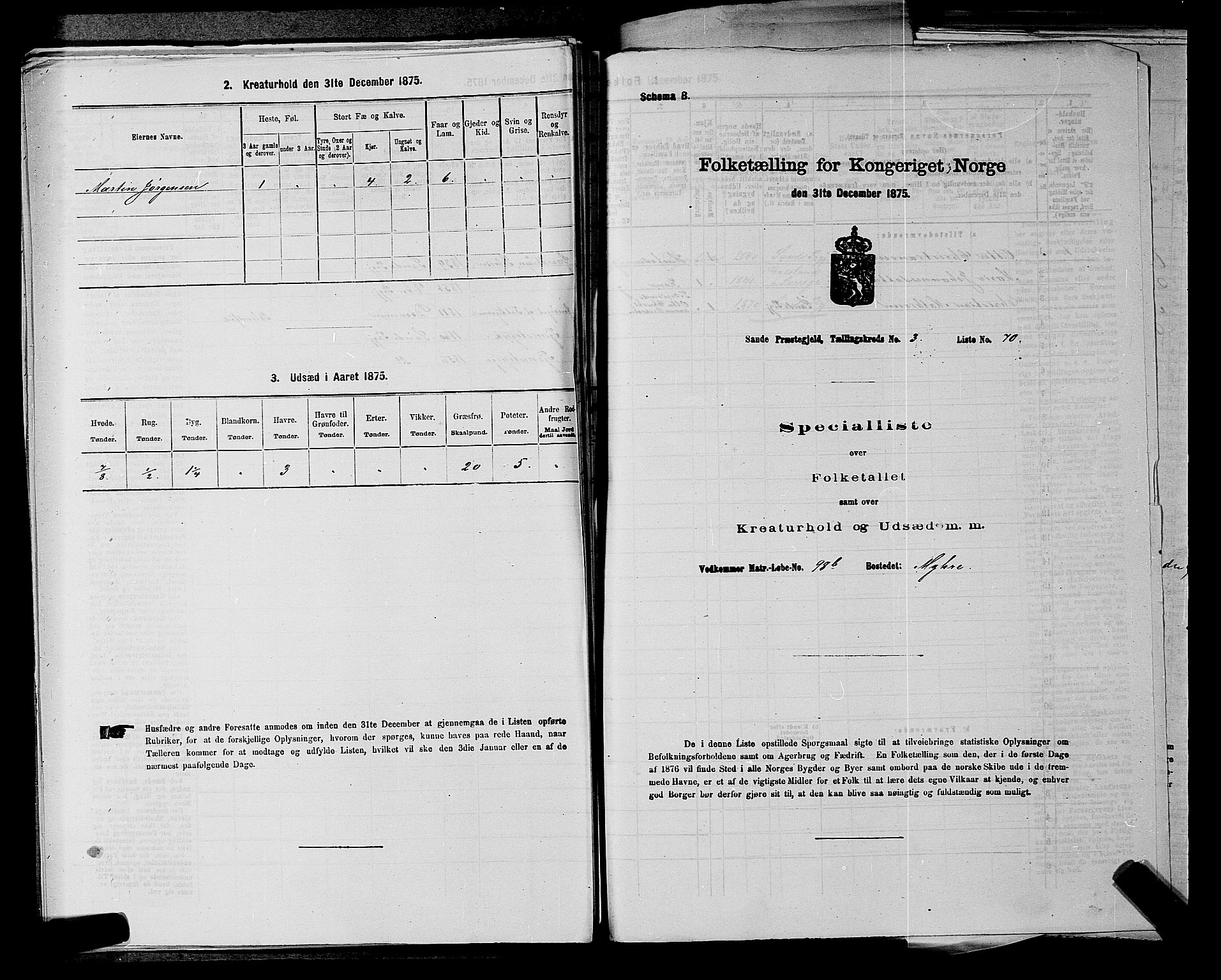 SAKO, 1875 census for 0713P Sande, 1875, p. 680