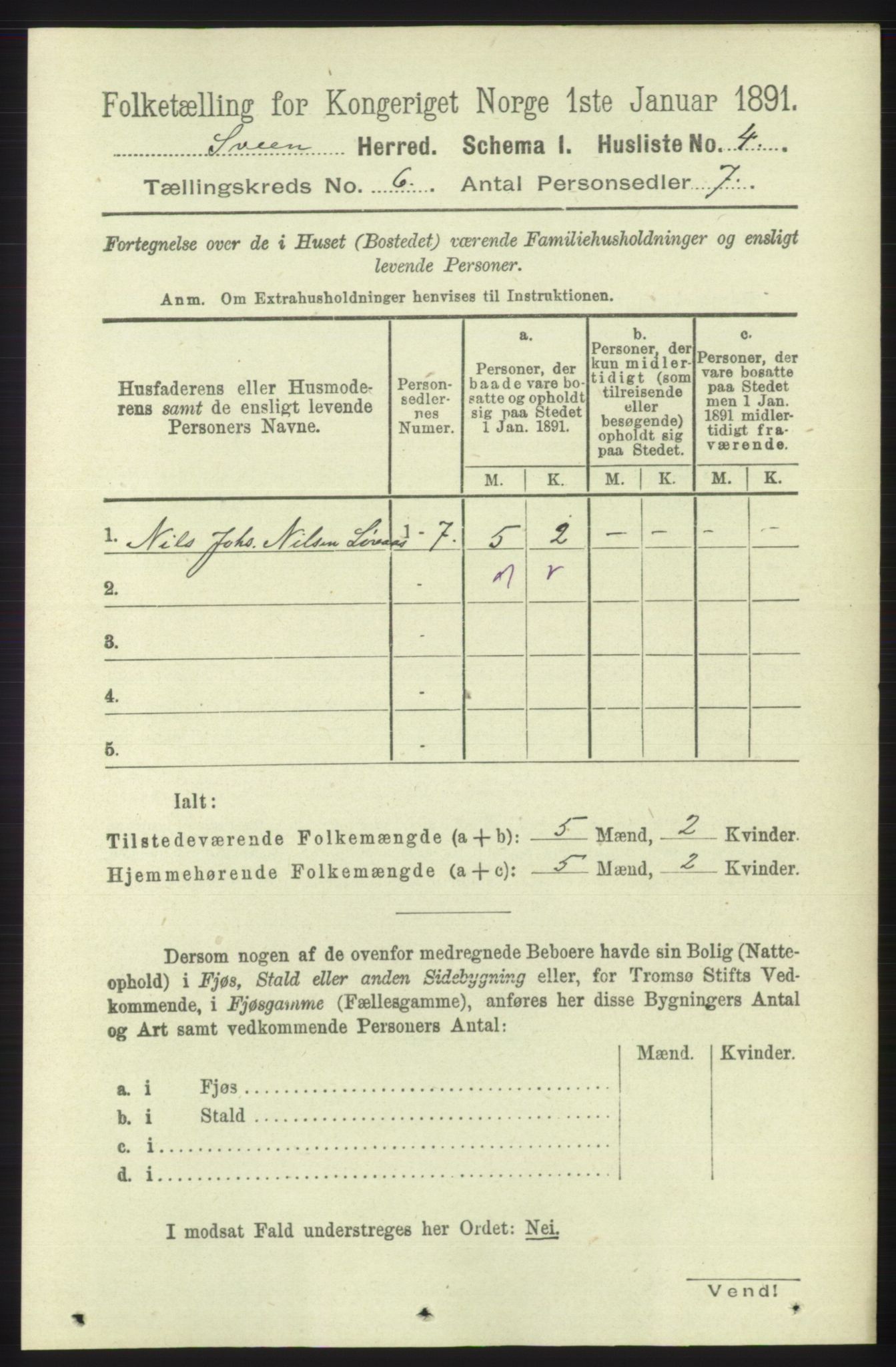 RA, 1891 census for 1216 Sveio, 1891, p. 1678