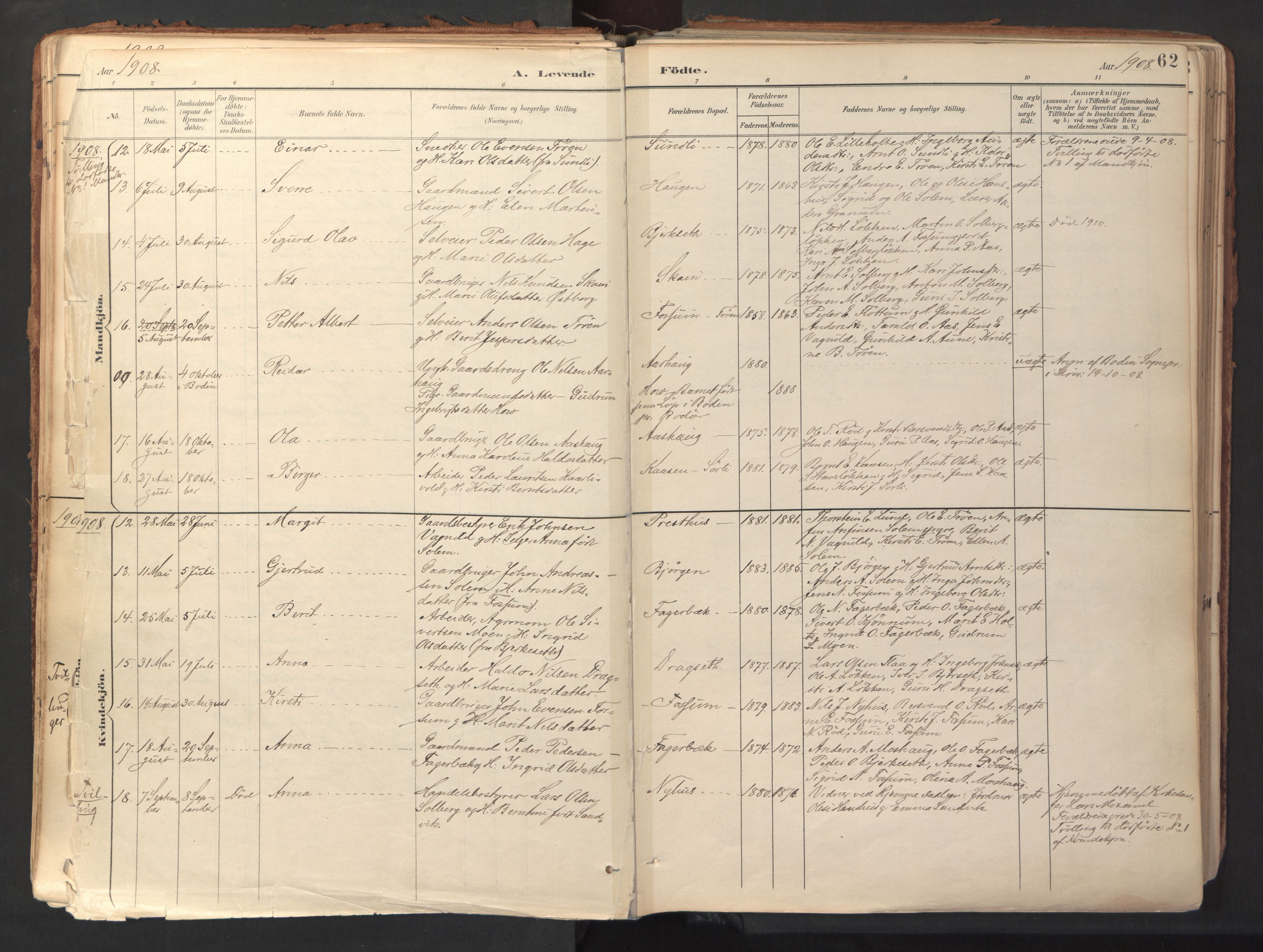 Ministerialprotokoller, klokkerbøker og fødselsregistre - Sør-Trøndelag, SAT/A-1456/689/L1041: Parish register (official) no. 689A06, 1891-1923, p. 62