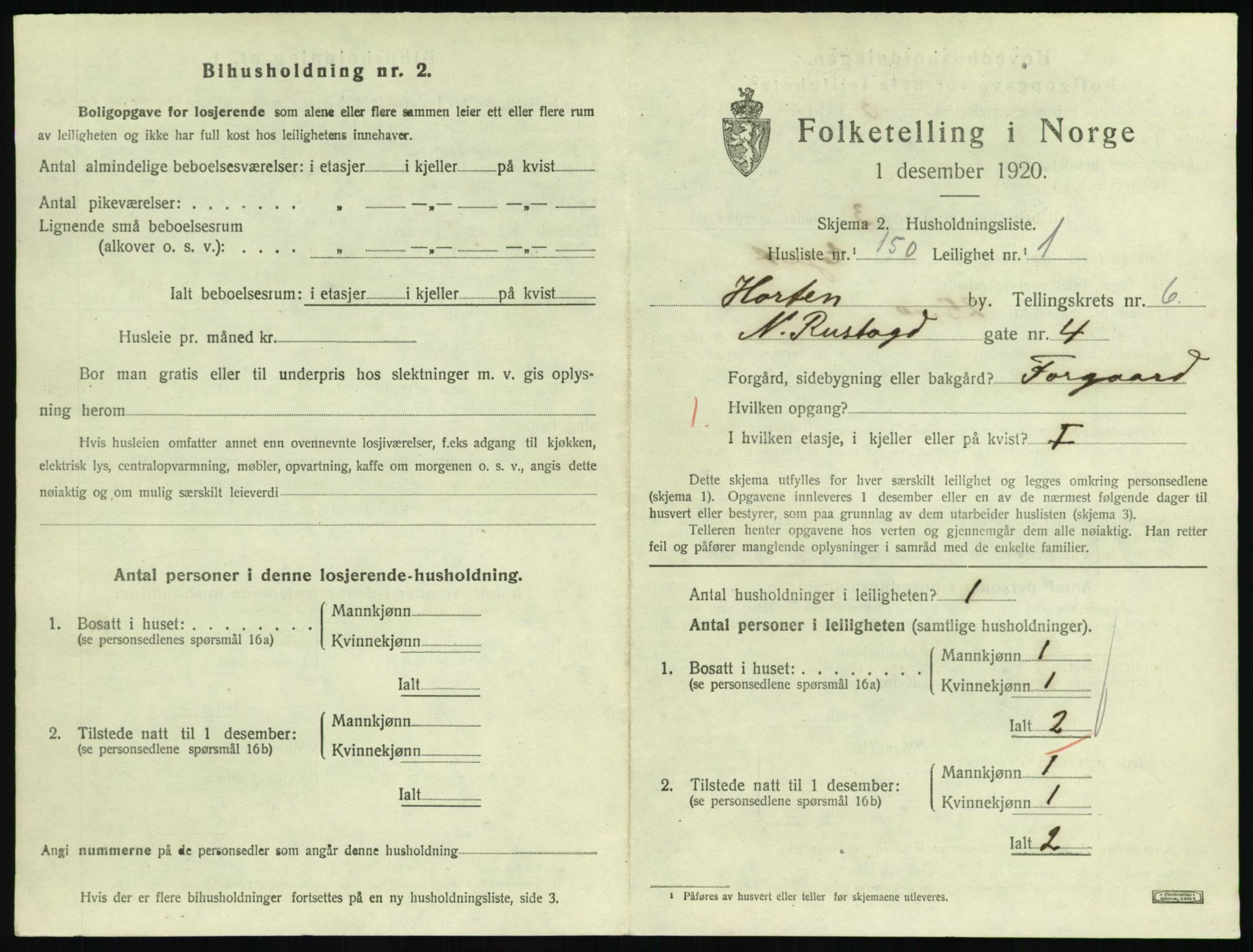 SAKO, 1920 census for Horten, 1920, p. 6959