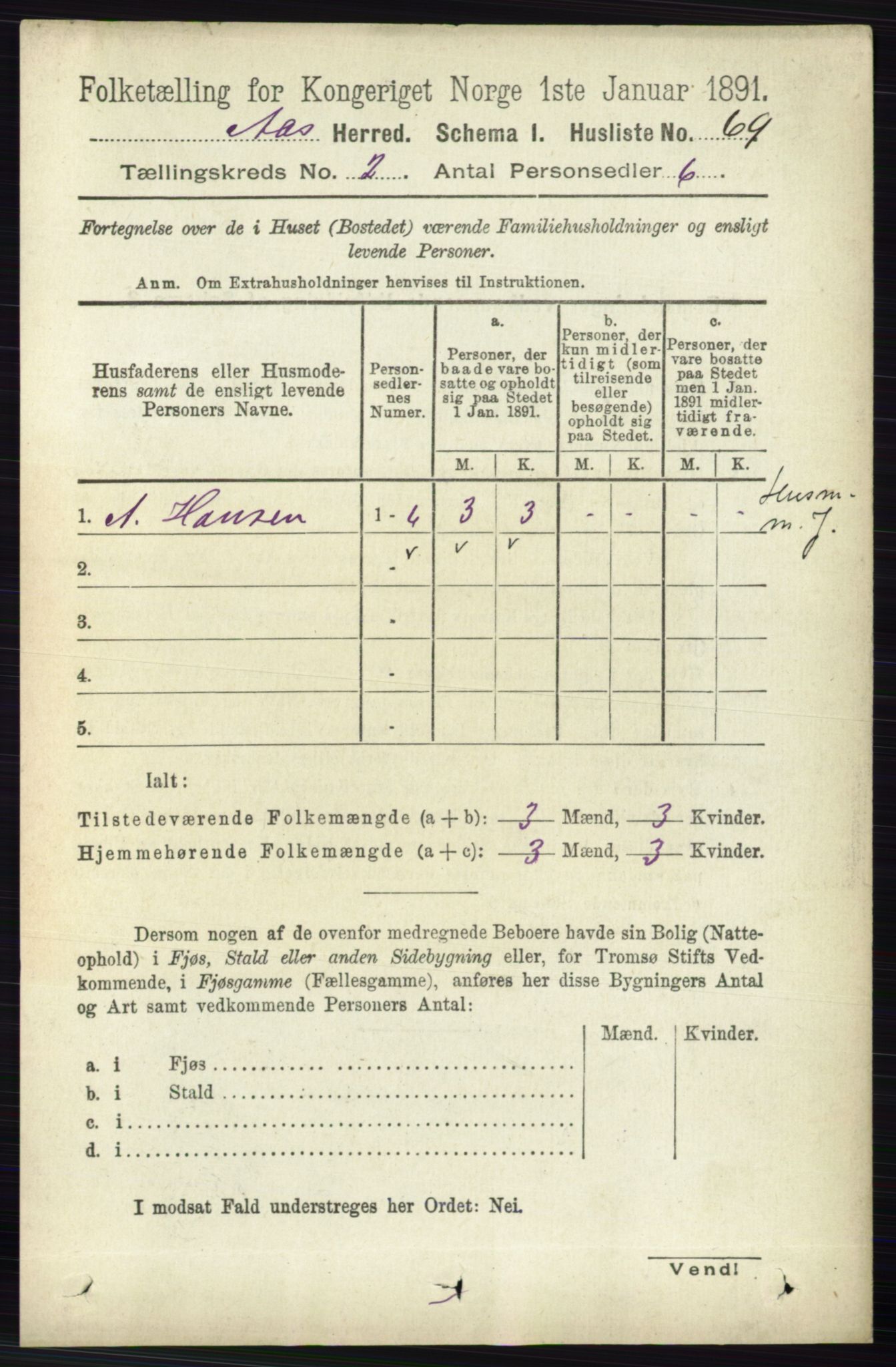 RA, 1891 census for 0214 Ås, 1891, p. 1571