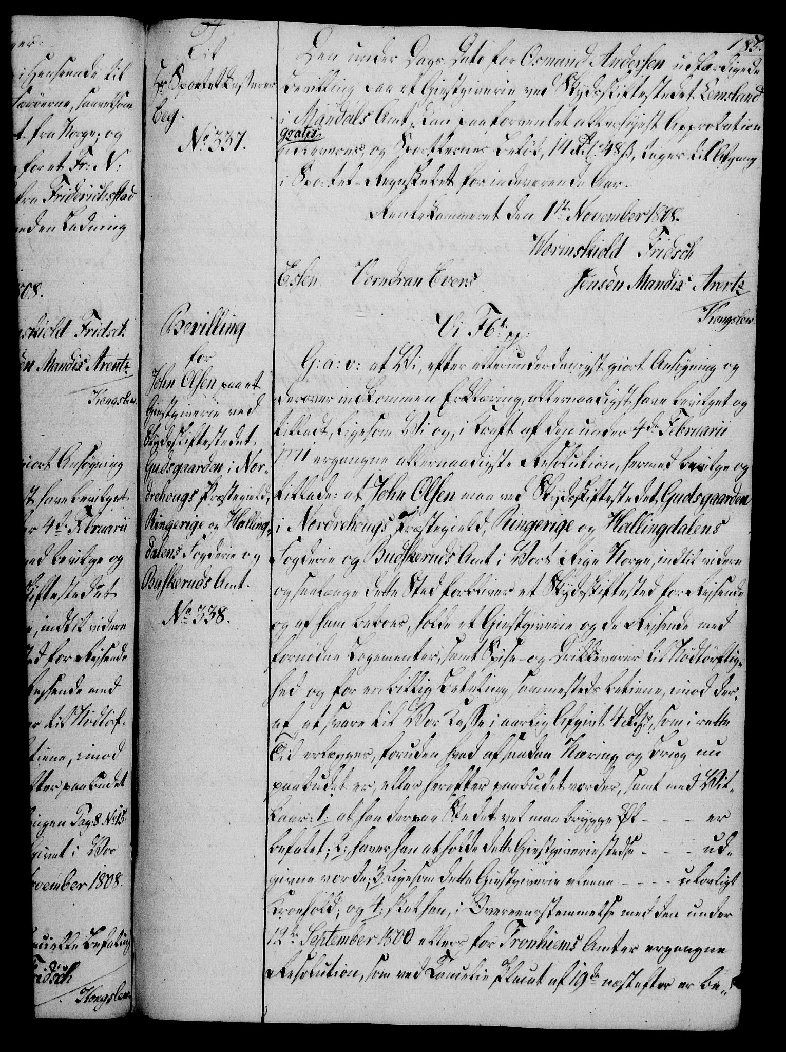 Rentekammeret, Kammerkanselliet, AV/RA-EA-3111/G/Gg/Gga/L0019: Norsk ekspedisjonsprotokoll med register (merket RK 53.19), 1807-1810, p. 185