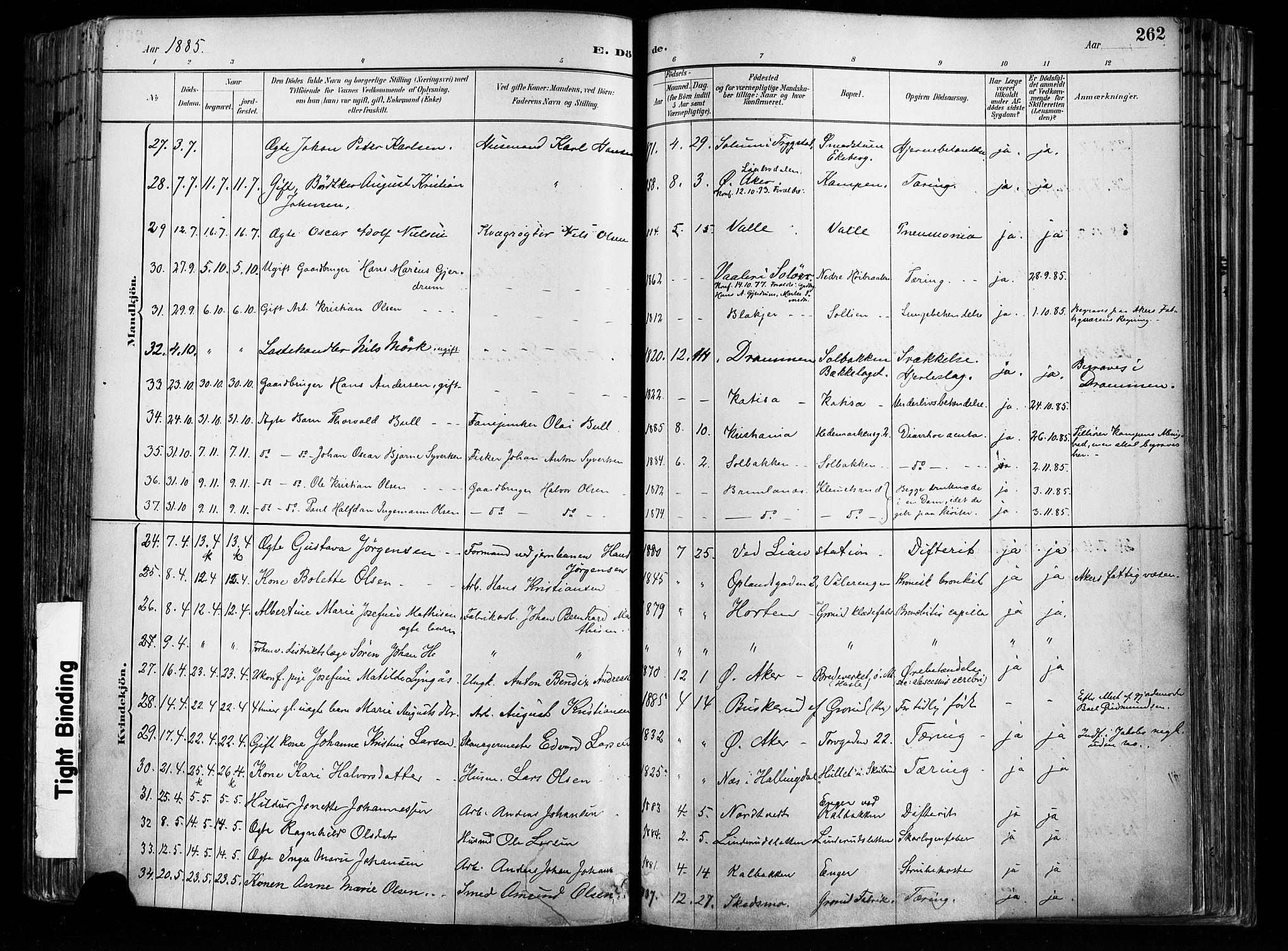 Østre Aker prestekontor Kirkebøker, AV/SAO-A-10840/F/Fa/L0008: Parish register (official) no. I 8, 1883-1894, p. 262