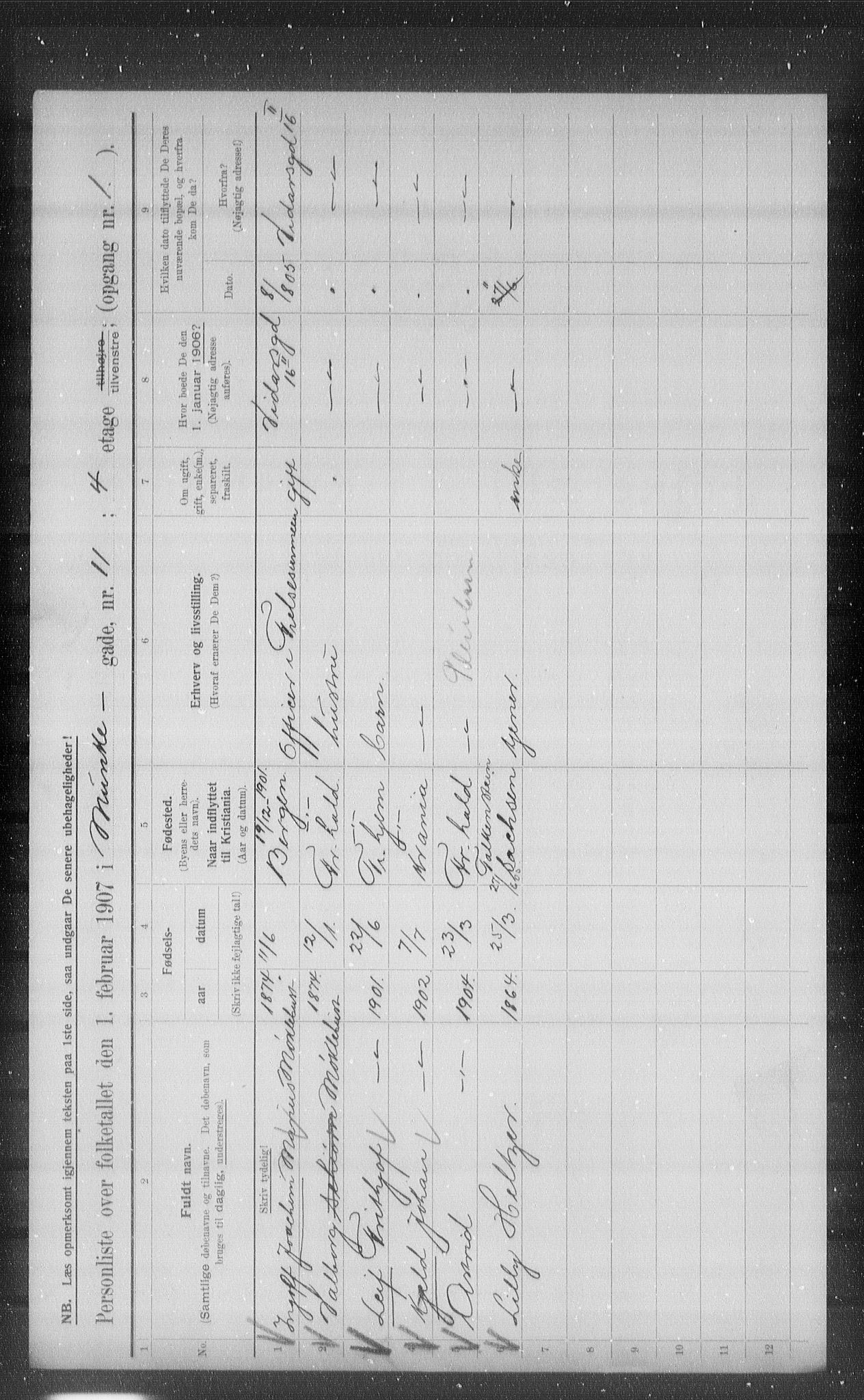 OBA, Municipal Census 1907 for Kristiania, 1907, p. 34796