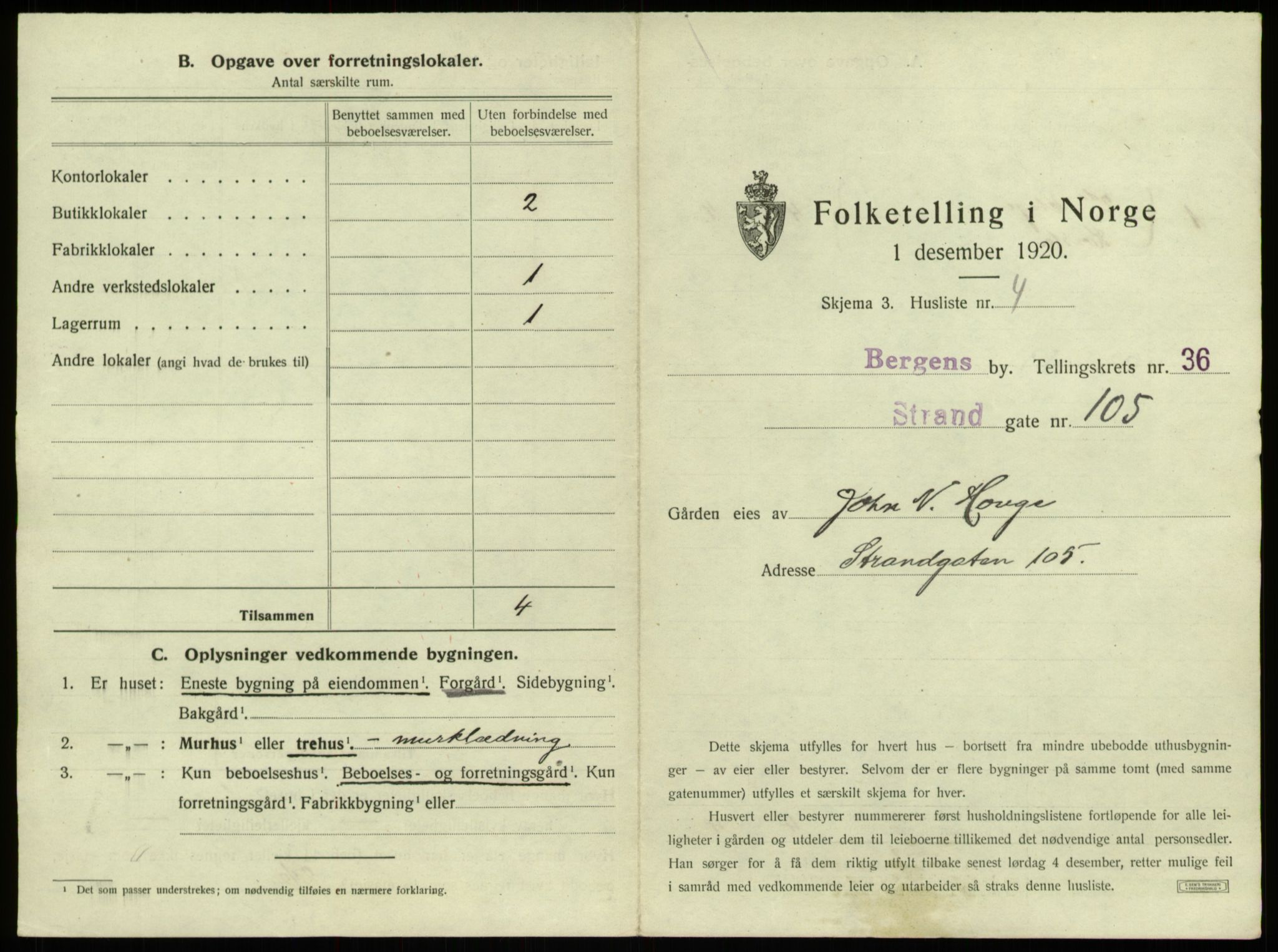 SAB, 1920 census for Bergen, 1920, p. 3313