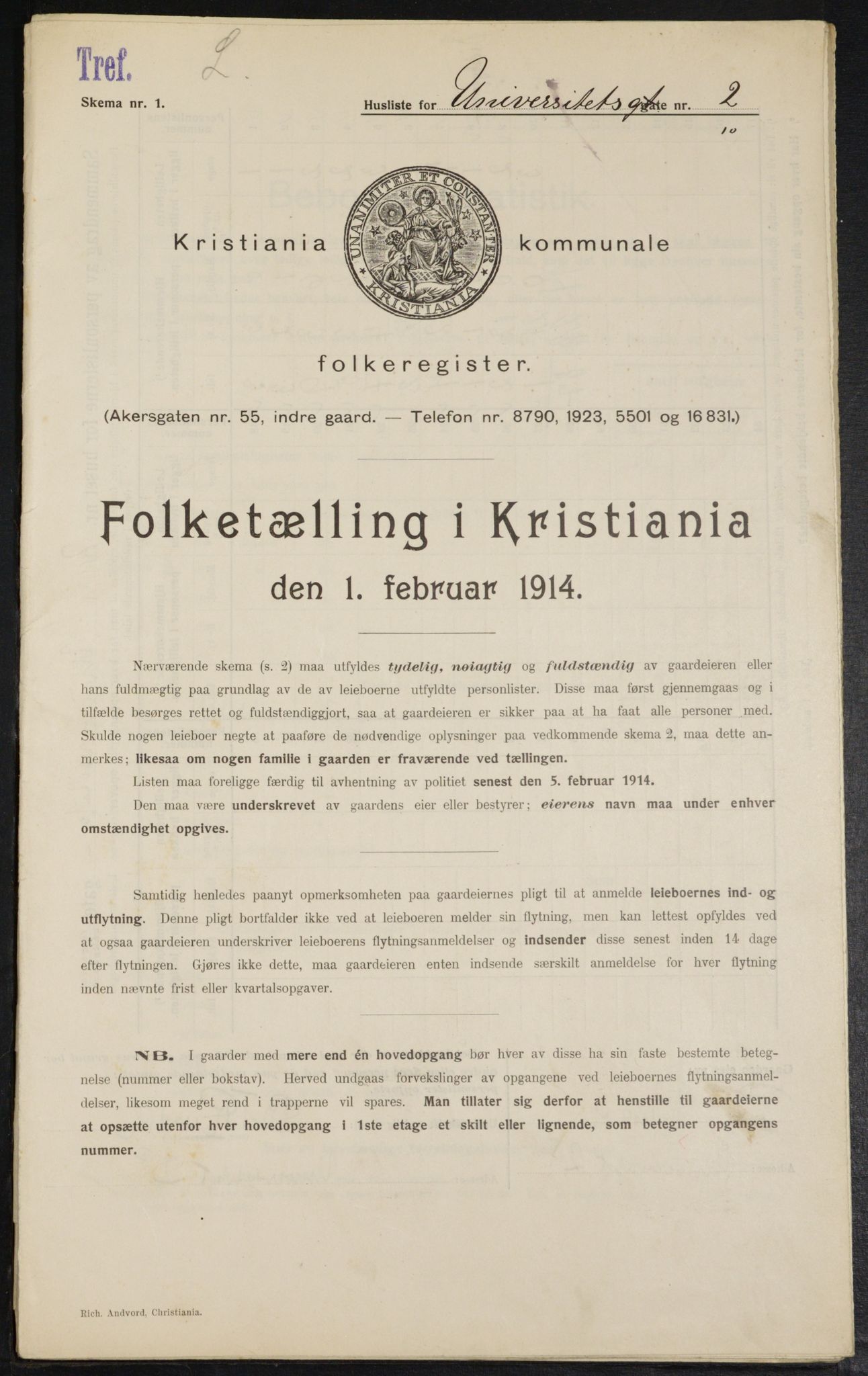 OBA, Municipal Census 1914 for Kristiania, 1914, p. 120964