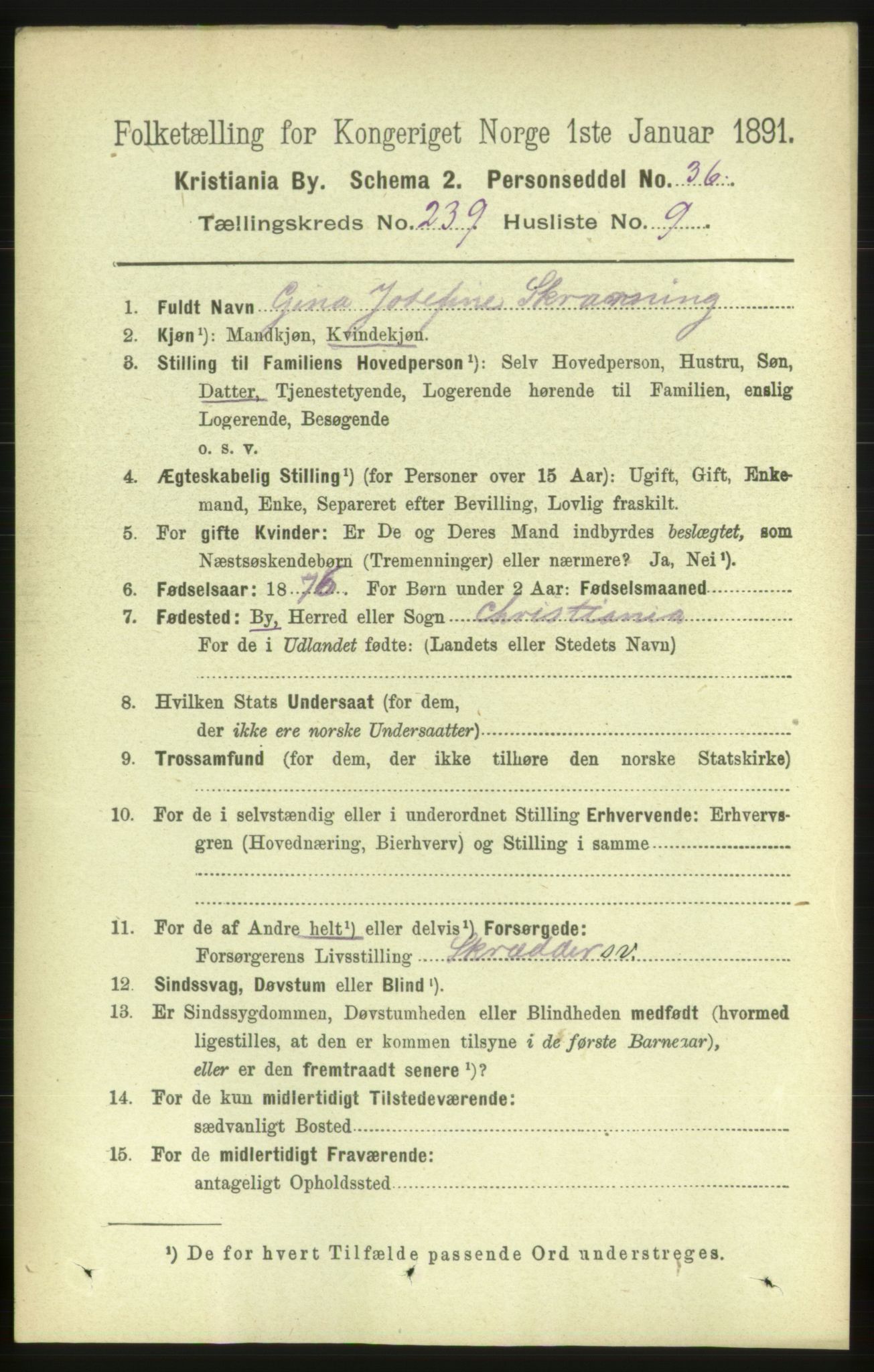 RA, 1891 census for 0301 Kristiania, 1891, p. 145483