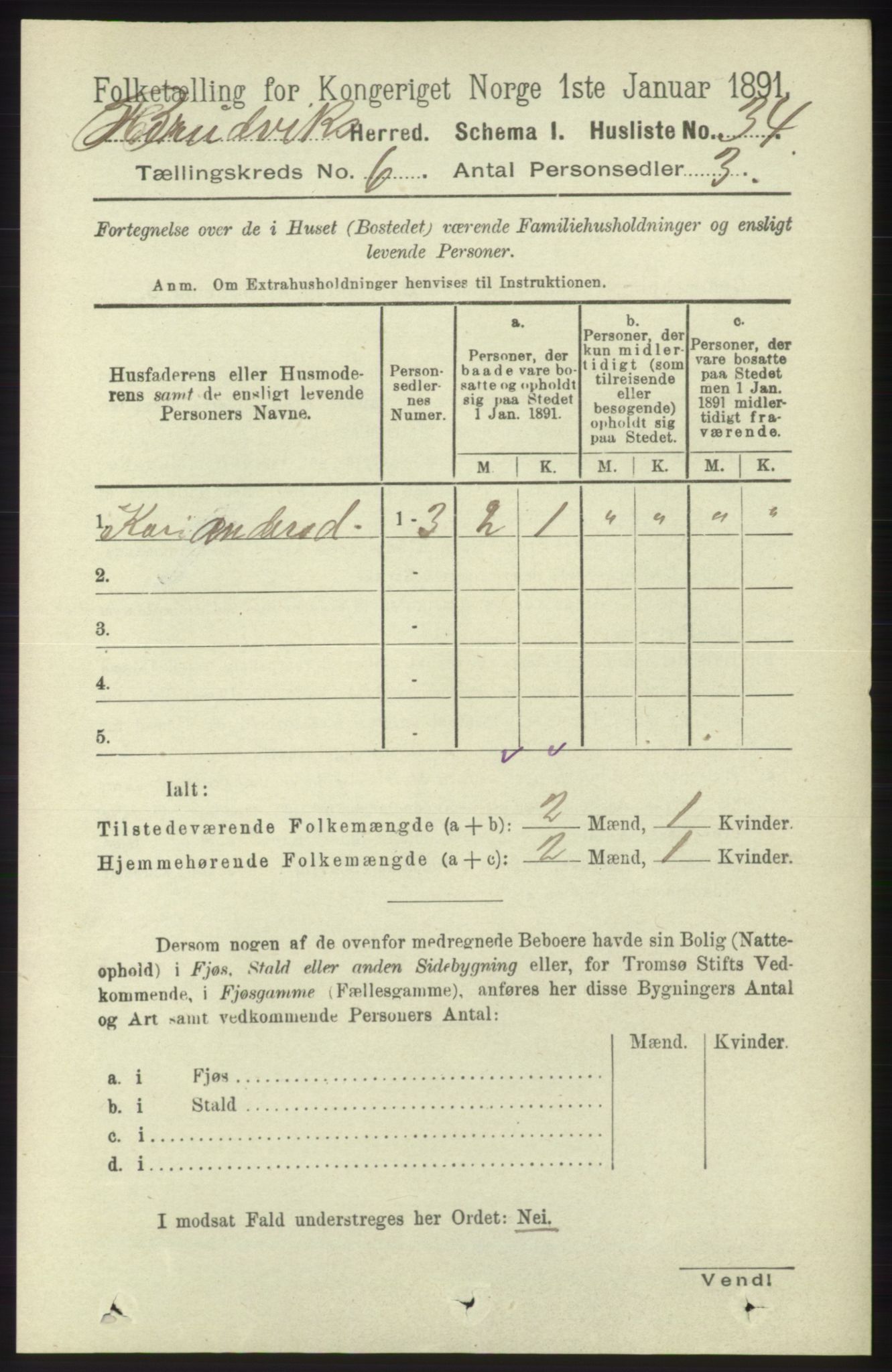 RA, 1891 census for 1251 Bruvik, 1891, p. 1761