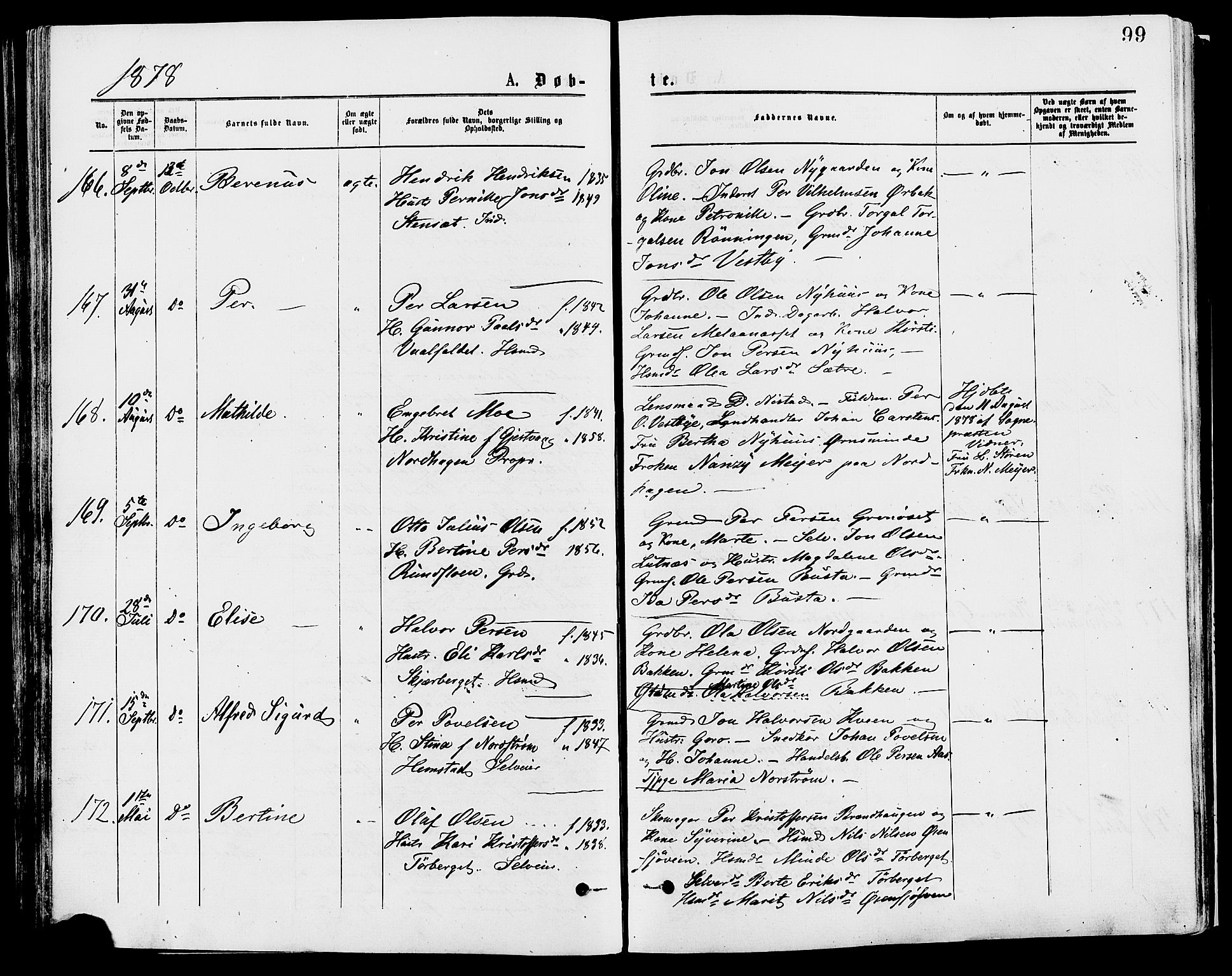 Trysil prestekontor, AV/SAH-PREST-046/H/Ha/Haa/L0007: Parish register (official) no. 7, 1874-1880, p. 99