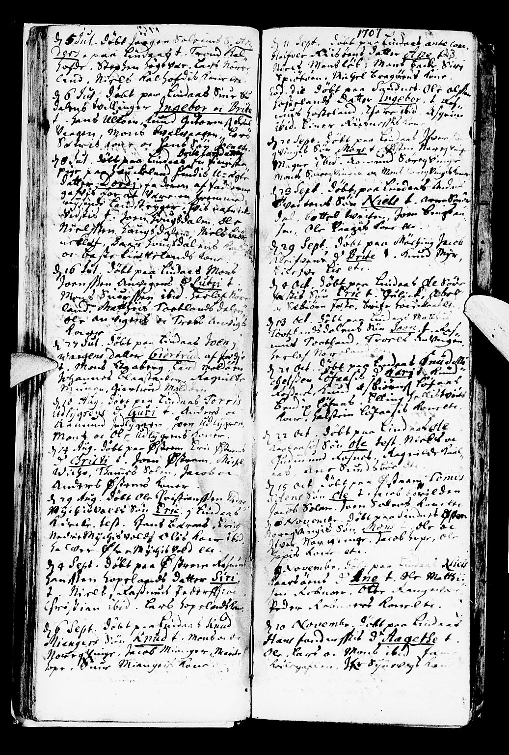 Lindås Sokneprestembete, AV/SAB-A-76701/H/Haa/Haaa/L0001: Parish register (official) no. A 1, 1699-1746, p. 23