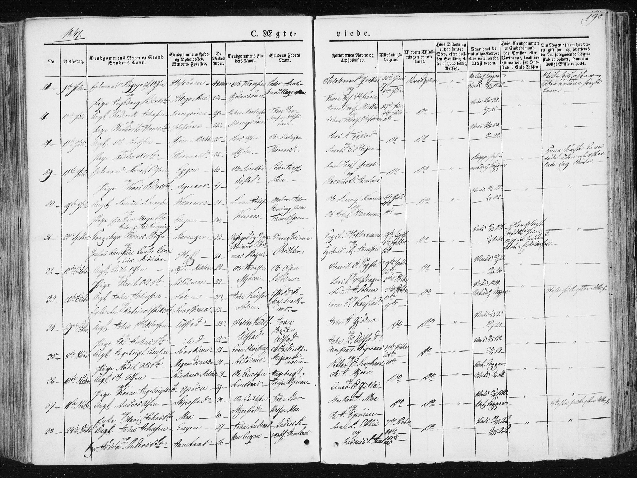 Ministerialprotokoller, klokkerbøker og fødselsregistre - Sør-Trøndelag, SAT/A-1456/668/L0805: Parish register (official) no. 668A05, 1840-1853, p. 190
