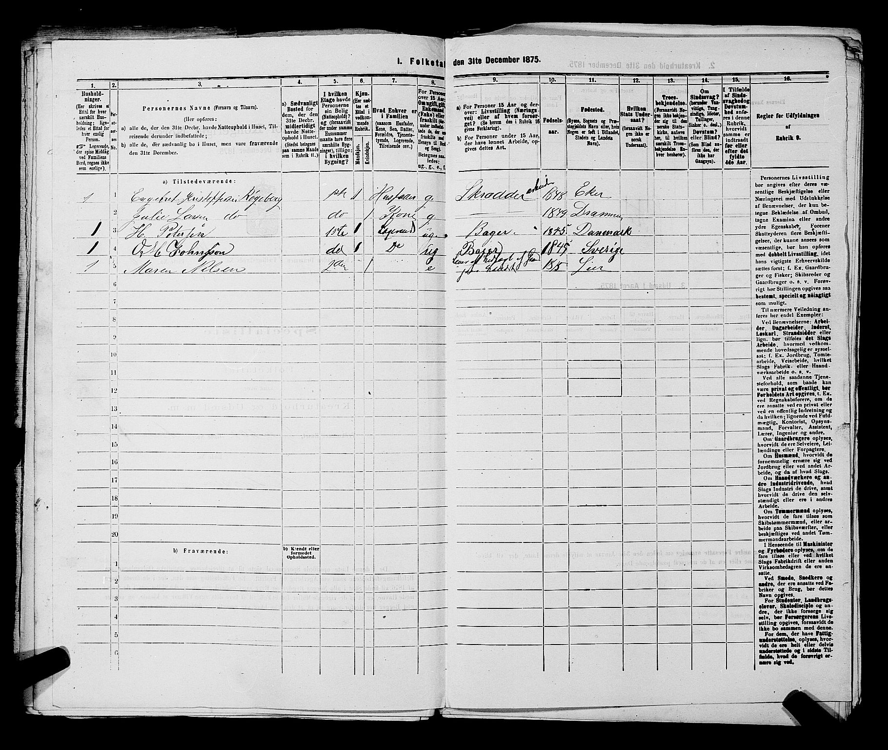 SAKO, 1875 census for 0602 Drammen, 1875, p. 2033