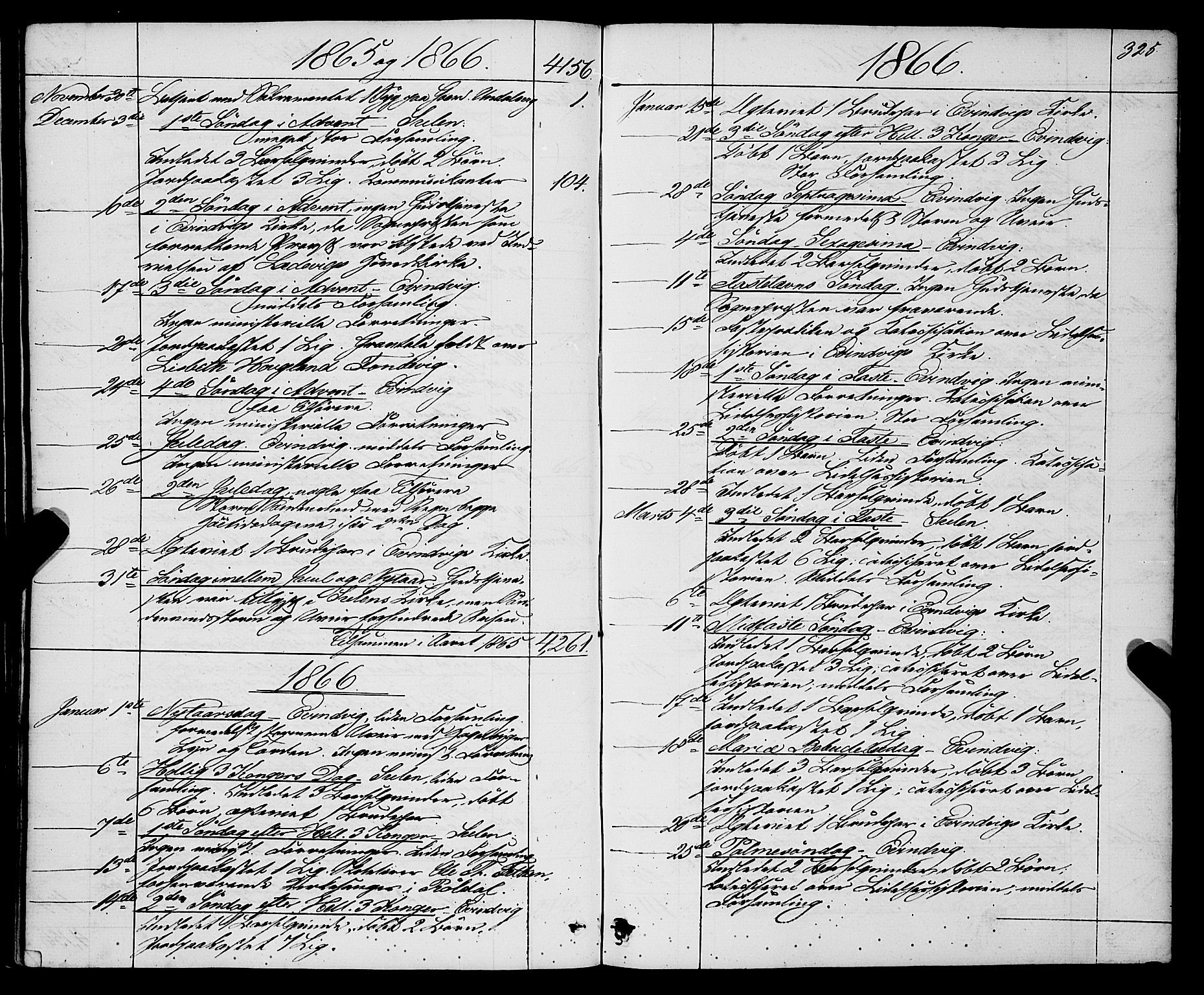 Gulen sokneprestembete, AV/SAB-A-80201/H/Haa/Haaa/L0022: Parish register (official) no. A 22, 1859-1869, p. 325