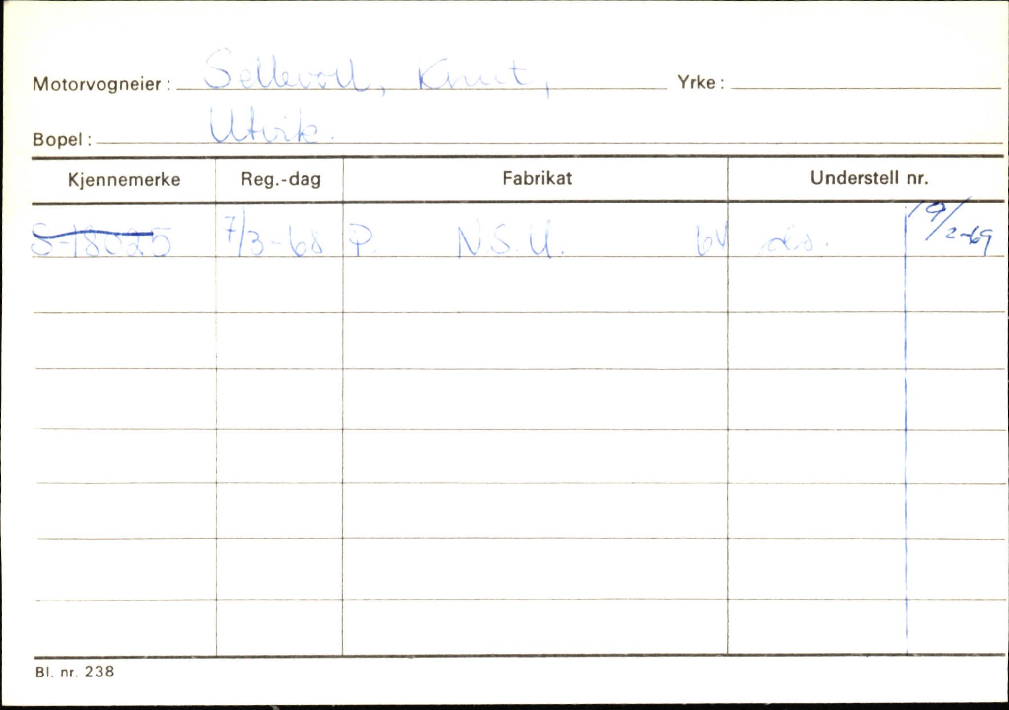 Statens vegvesen, Sogn og Fjordane vegkontor, SAB/A-5301/4/F/L0131: Eigarregister Høyanger P-Å. Stryn S-Å, 1945-1975, p. 1240