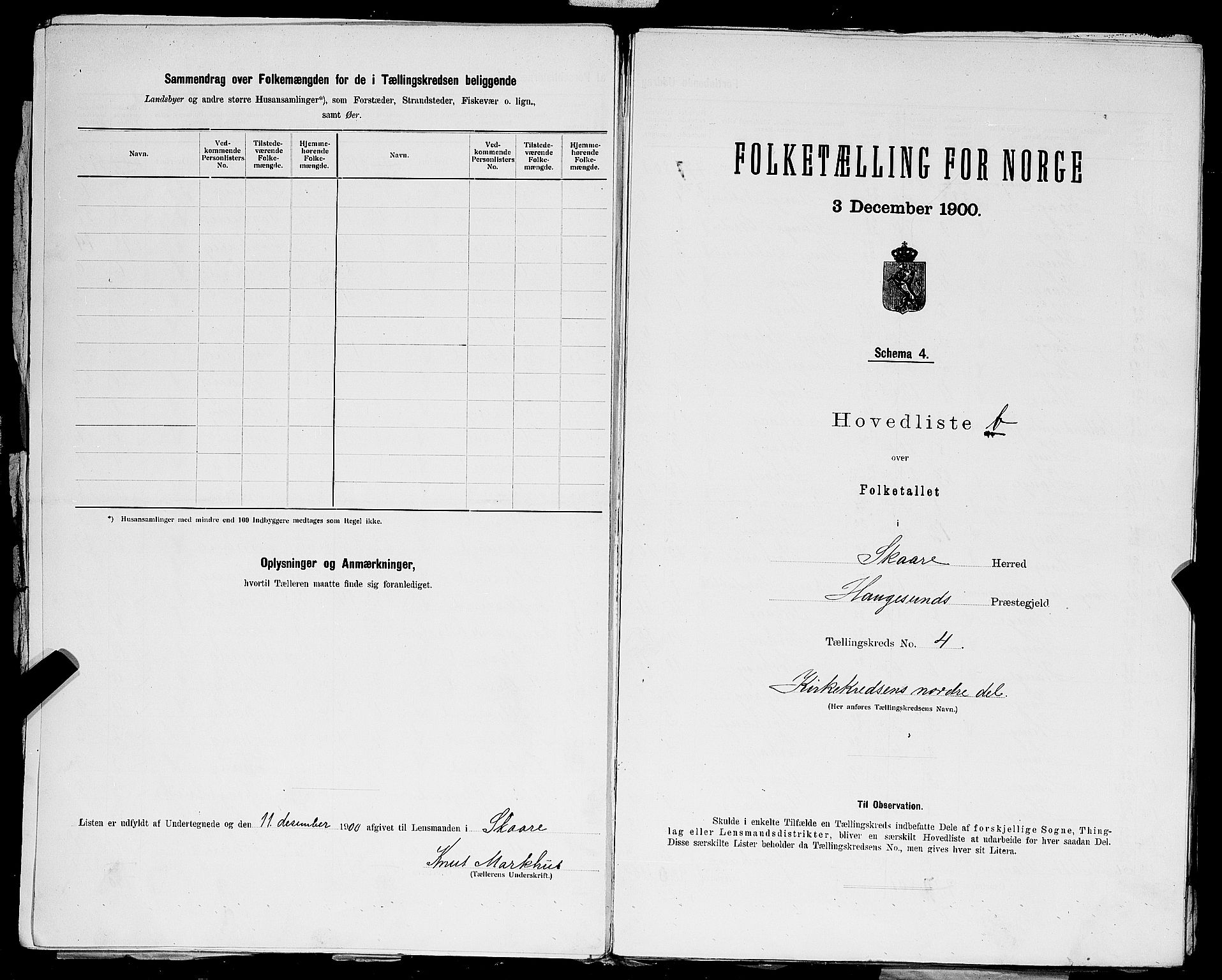 SAST, 1900 census for Skåre, 1900, p. 12