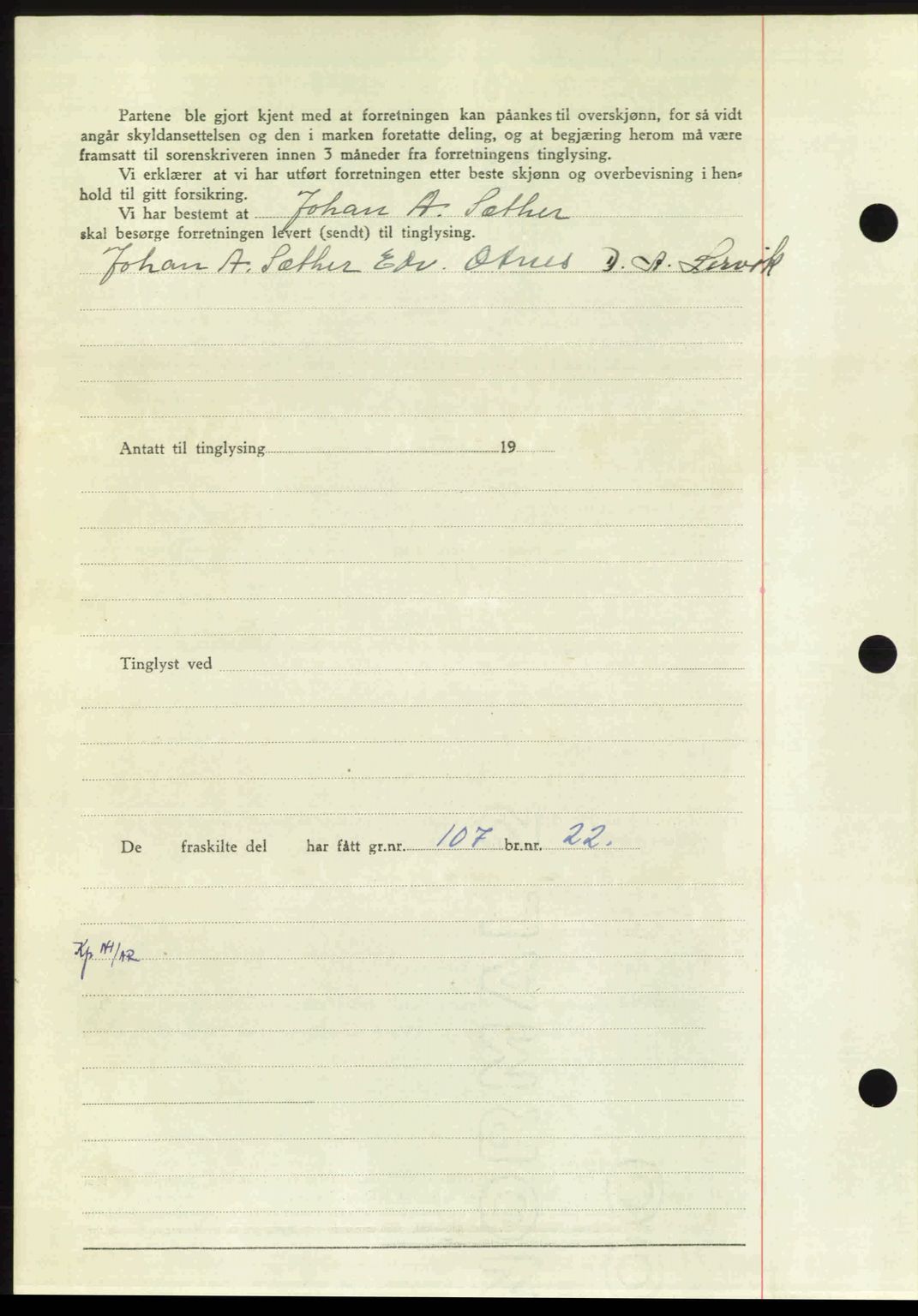 Nordmøre sorenskriveri, AV/SAT-A-4132/1/2/2Ca: Mortgage book no. A106, 1947-1947, Diary no: : 2203/1947