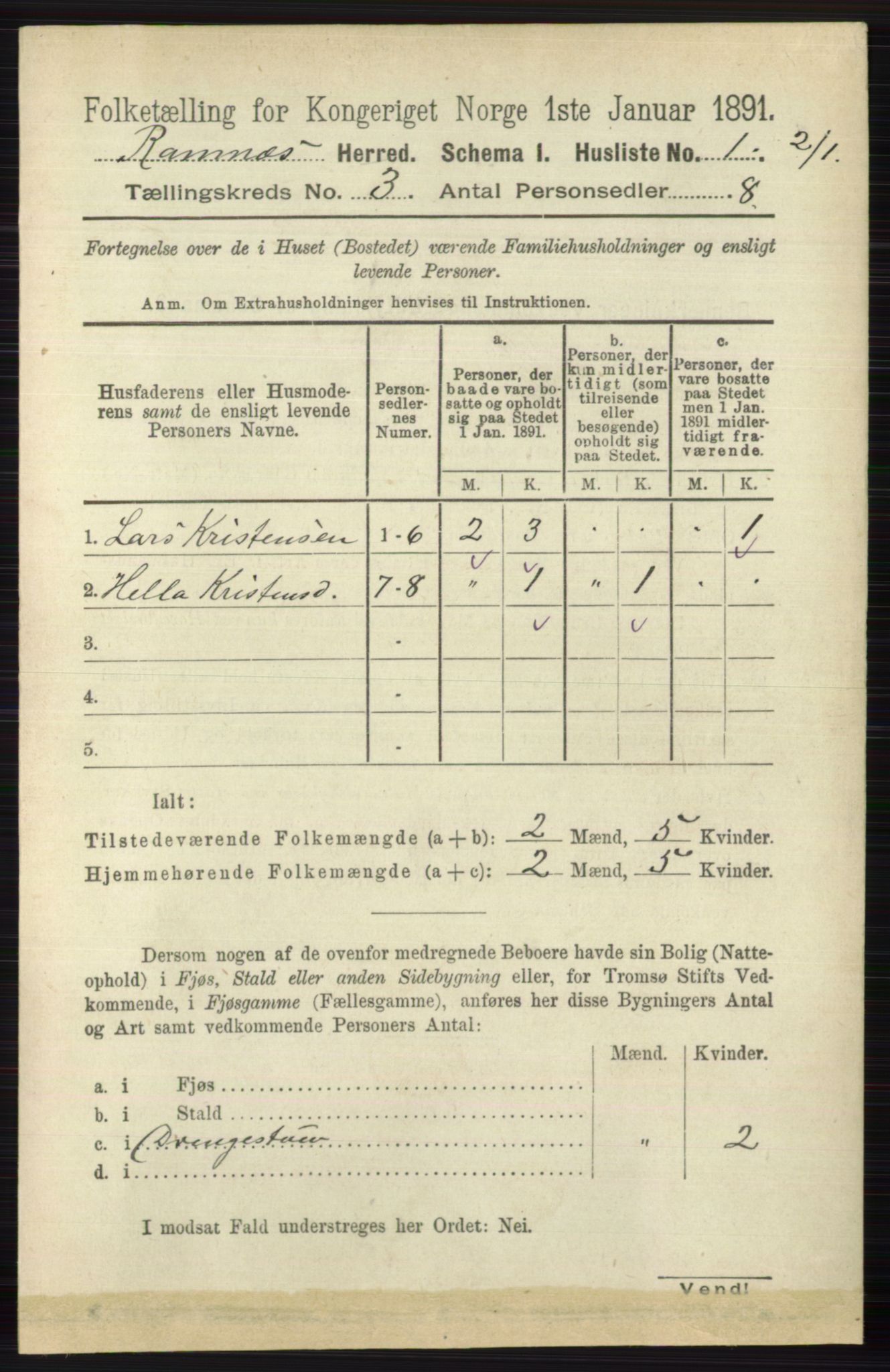 RA, 1891 census for 0718 Ramnes, 1891, p. 1199