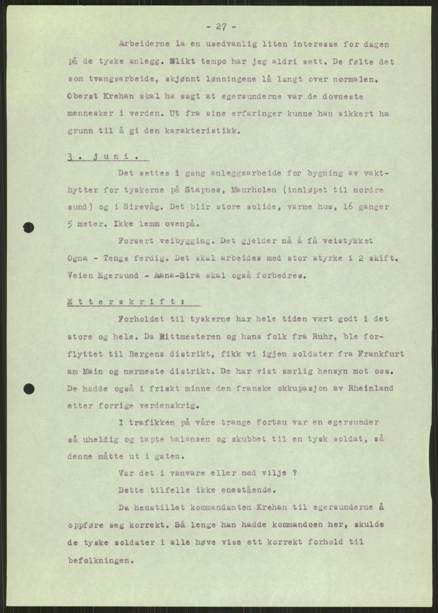 Forsvaret, Forsvarets krigshistoriske avdeling, AV/RA-RAFA-2017/Y/Ya/L0015: II-C-11-31 - Fylkesmenn.  Rapporter om krigsbegivenhetene 1940., 1940, p. 77