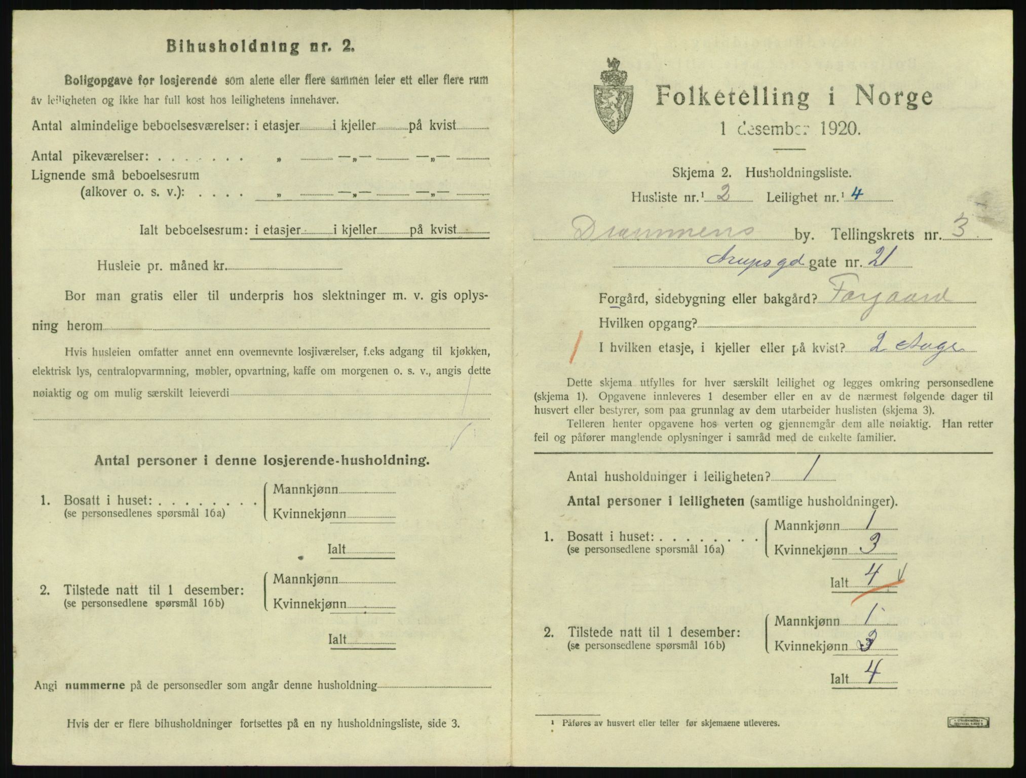 SAKO, 1920 census for Drammen, 1920, p. 8387