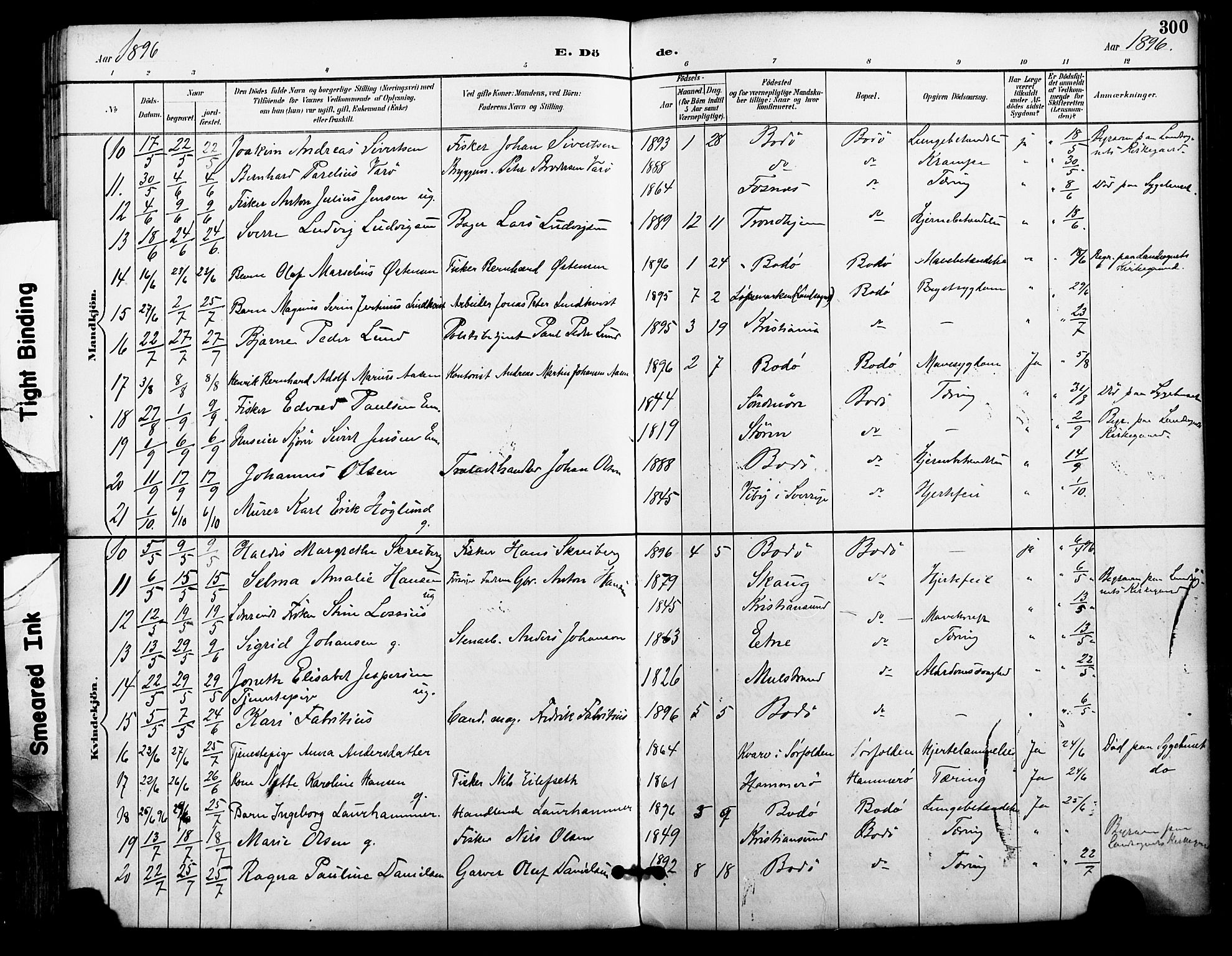 Ministerialprotokoller, klokkerbøker og fødselsregistre - Nordland, AV/SAT-A-1459/801/L0010: Parish register (official) no. 801A10, 1888-1899, p. 300