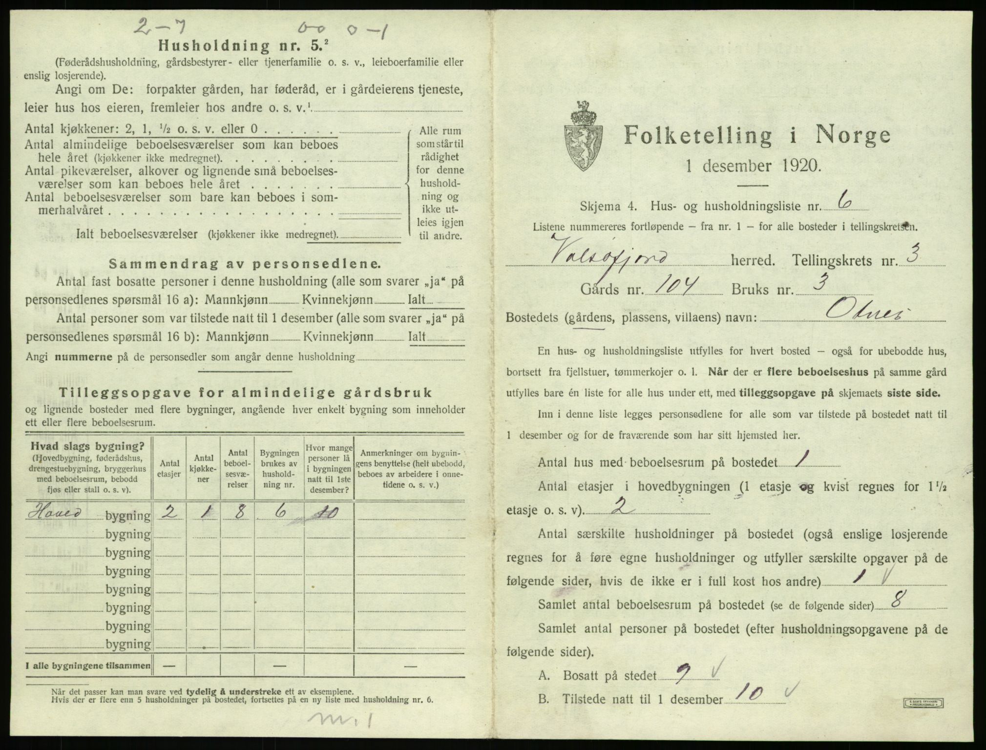 SAT, 1920 census for Valsøyfjord, 1920, p. 141