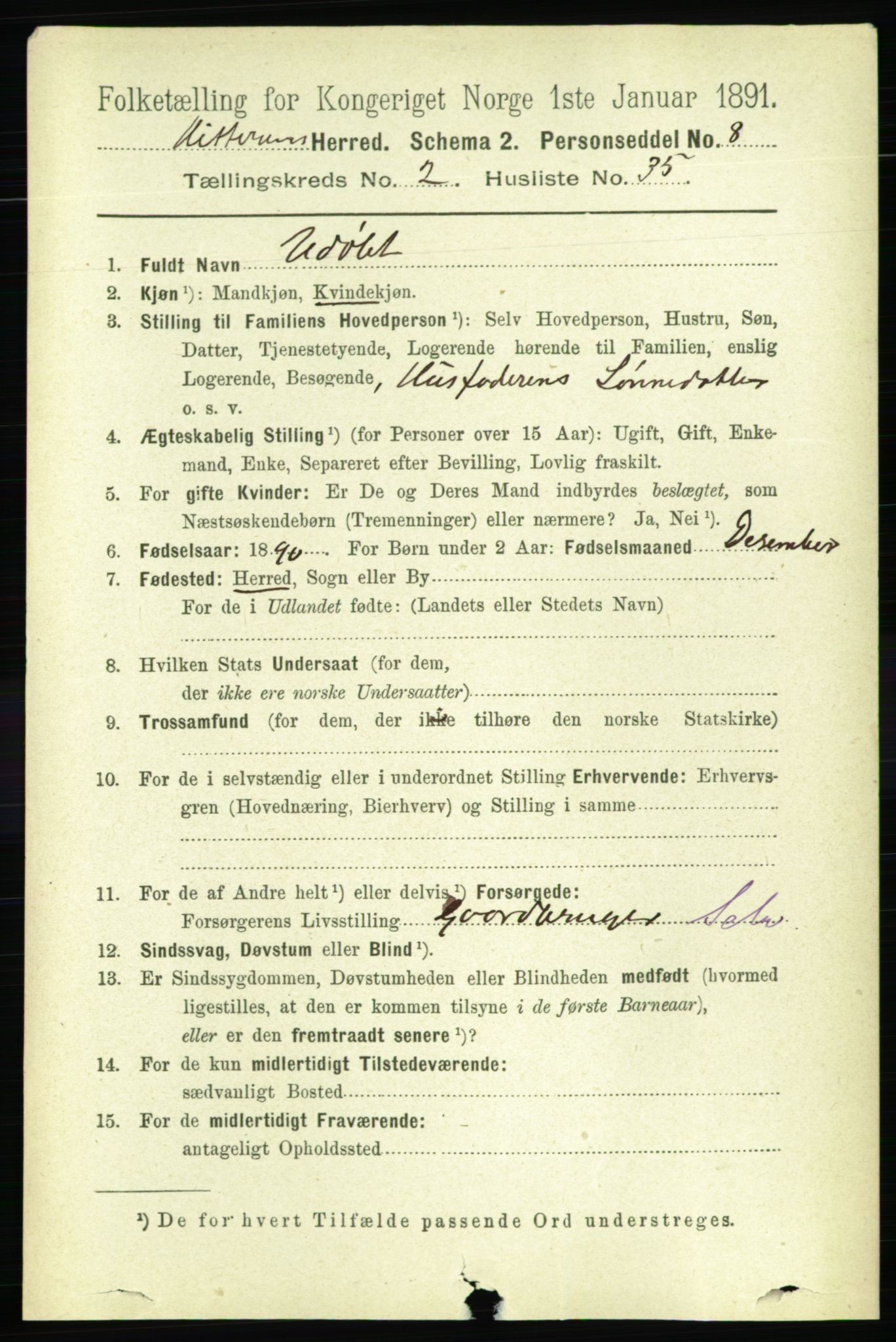 RA, 1891 census for 1617 Hitra, 1891, p. 435