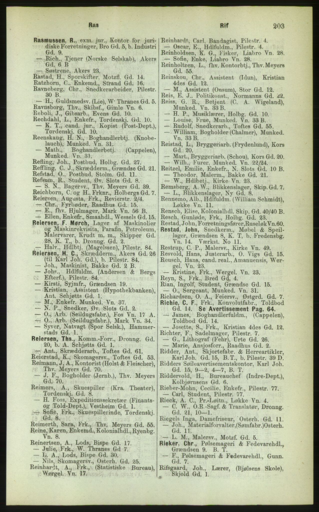 Kristiania/Oslo adressebok, PUBL/-, 1883, p. 203