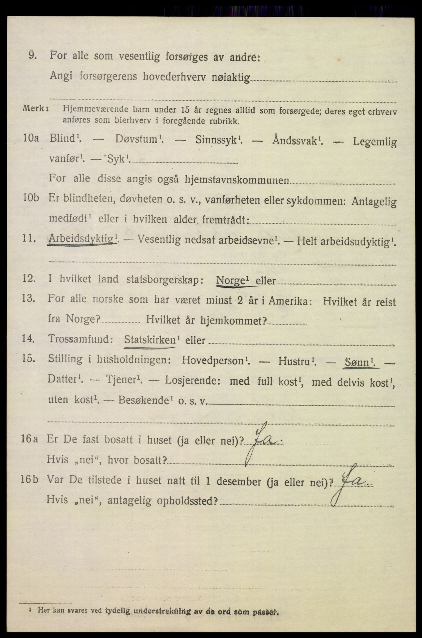 SAK, 1920 census for Høvåg, 1920, p. 2581