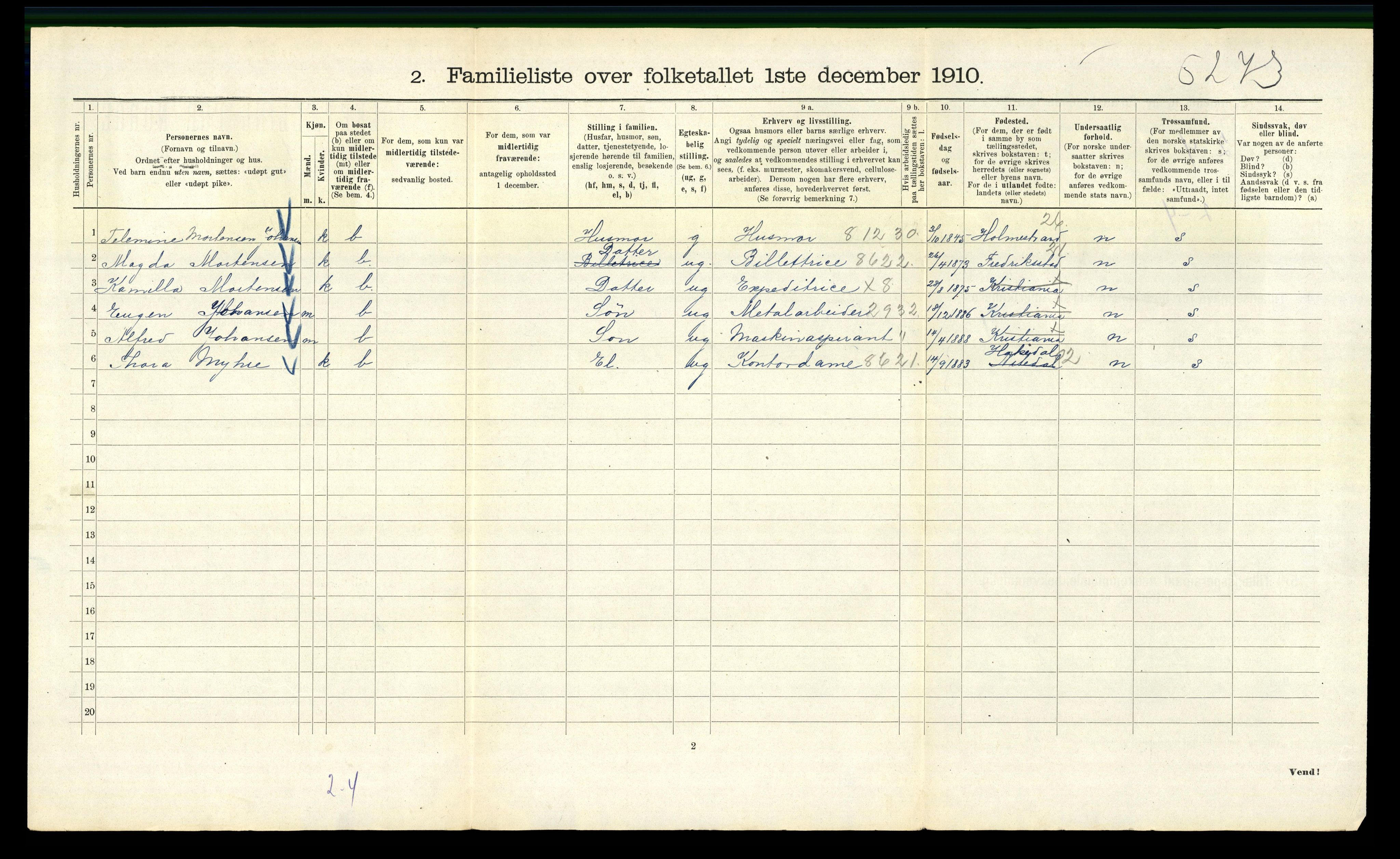 RA, 1910 census for Kristiania, 1910, p. 56222